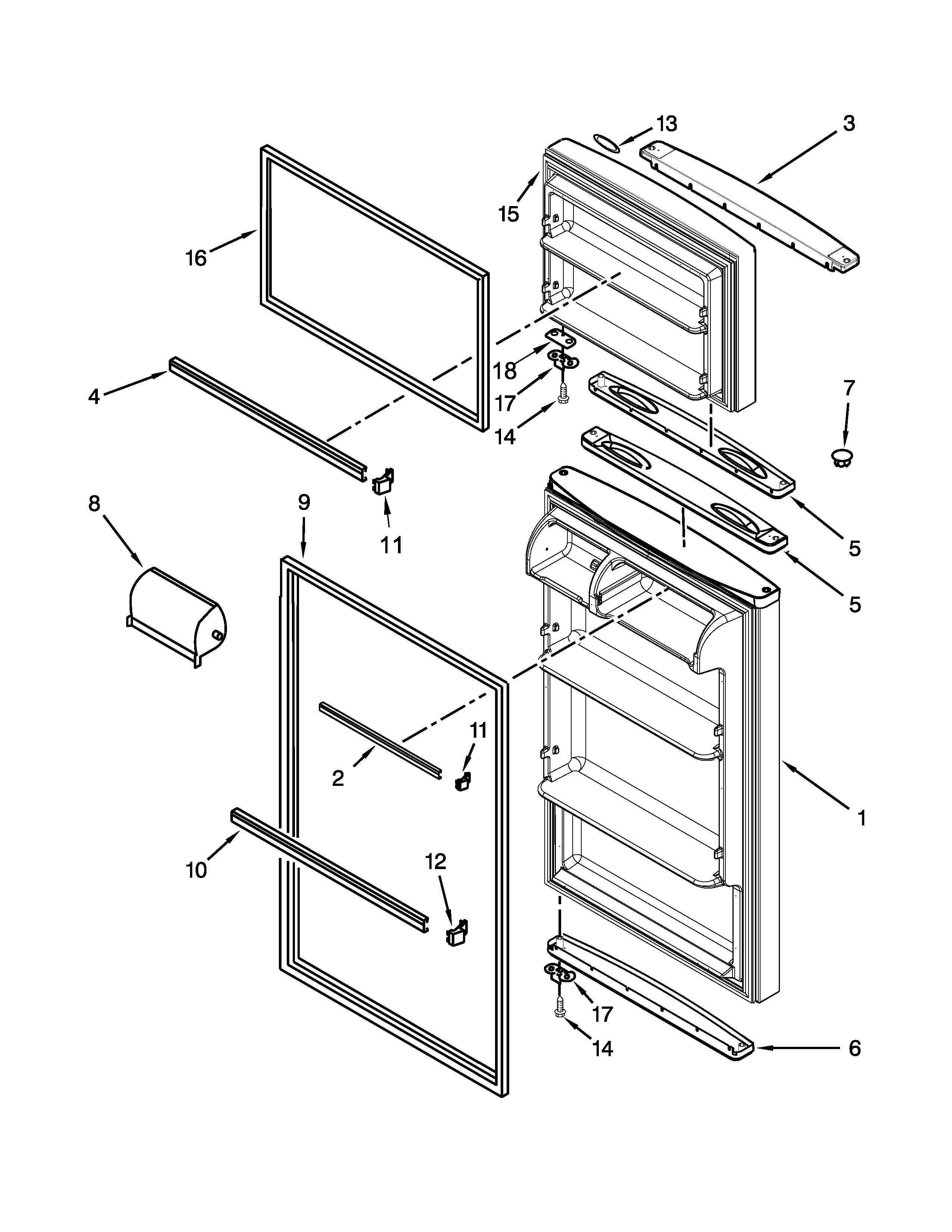 Whirlpool W6RXNGFWS00 door parts diagram