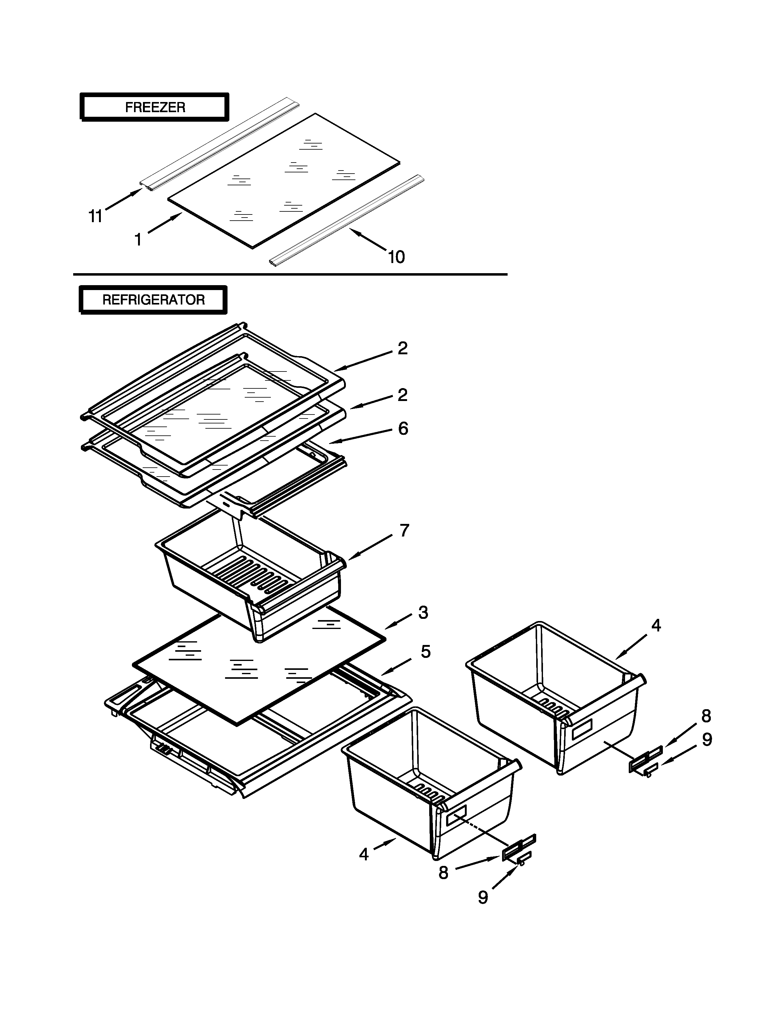 Whirlpool W6RXNGFWS00 shelf parts diagram