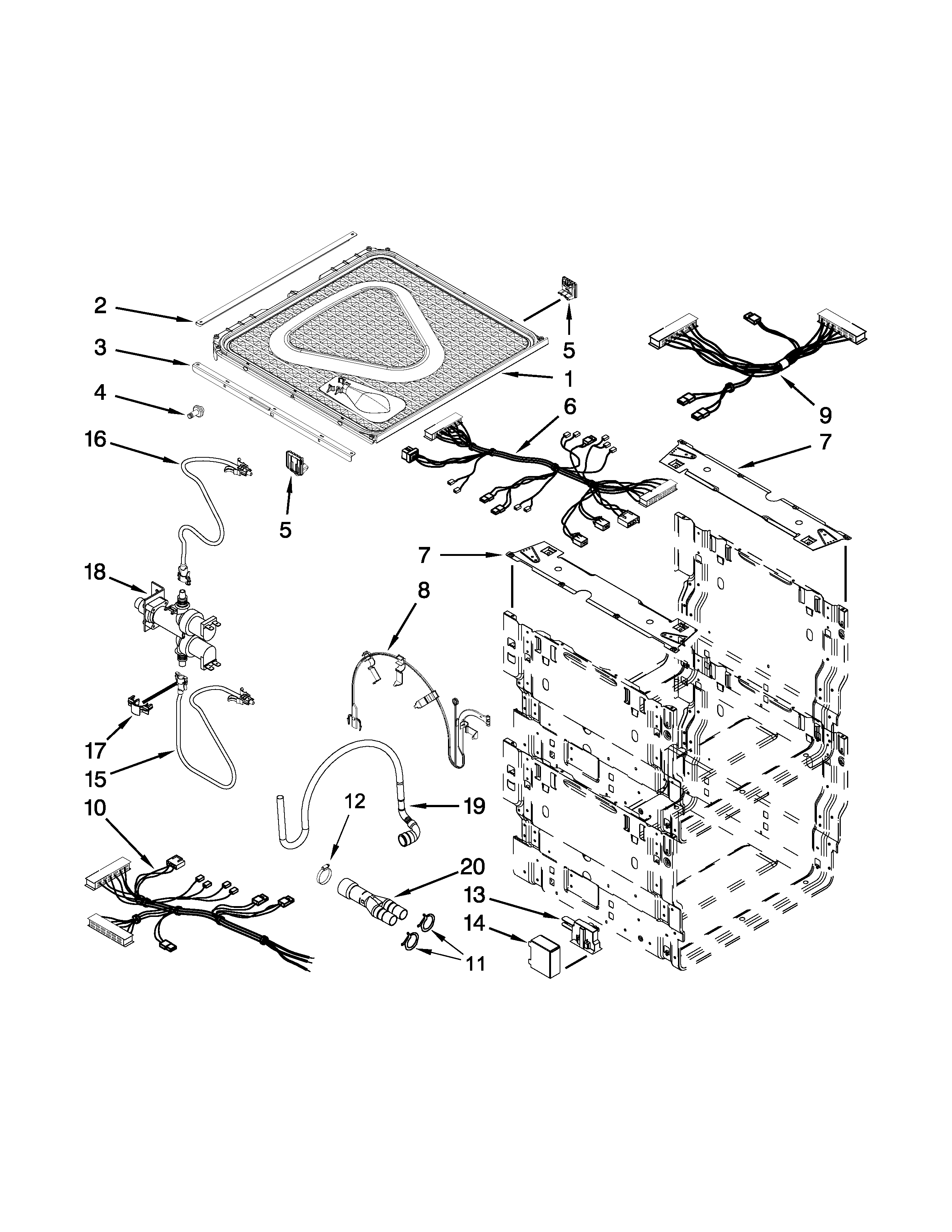 Maytag MDD8000AWB0 frame and lid parts diagram