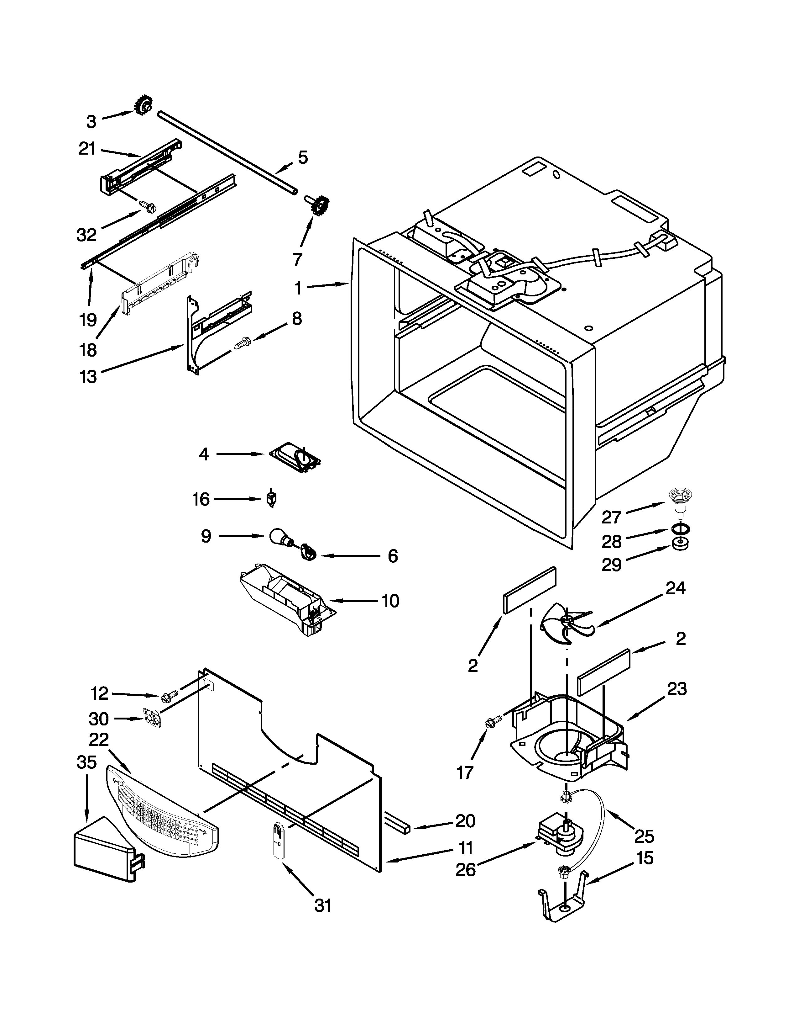 Jenn-Air JFC2290VEM3 freezer liner parts diagram