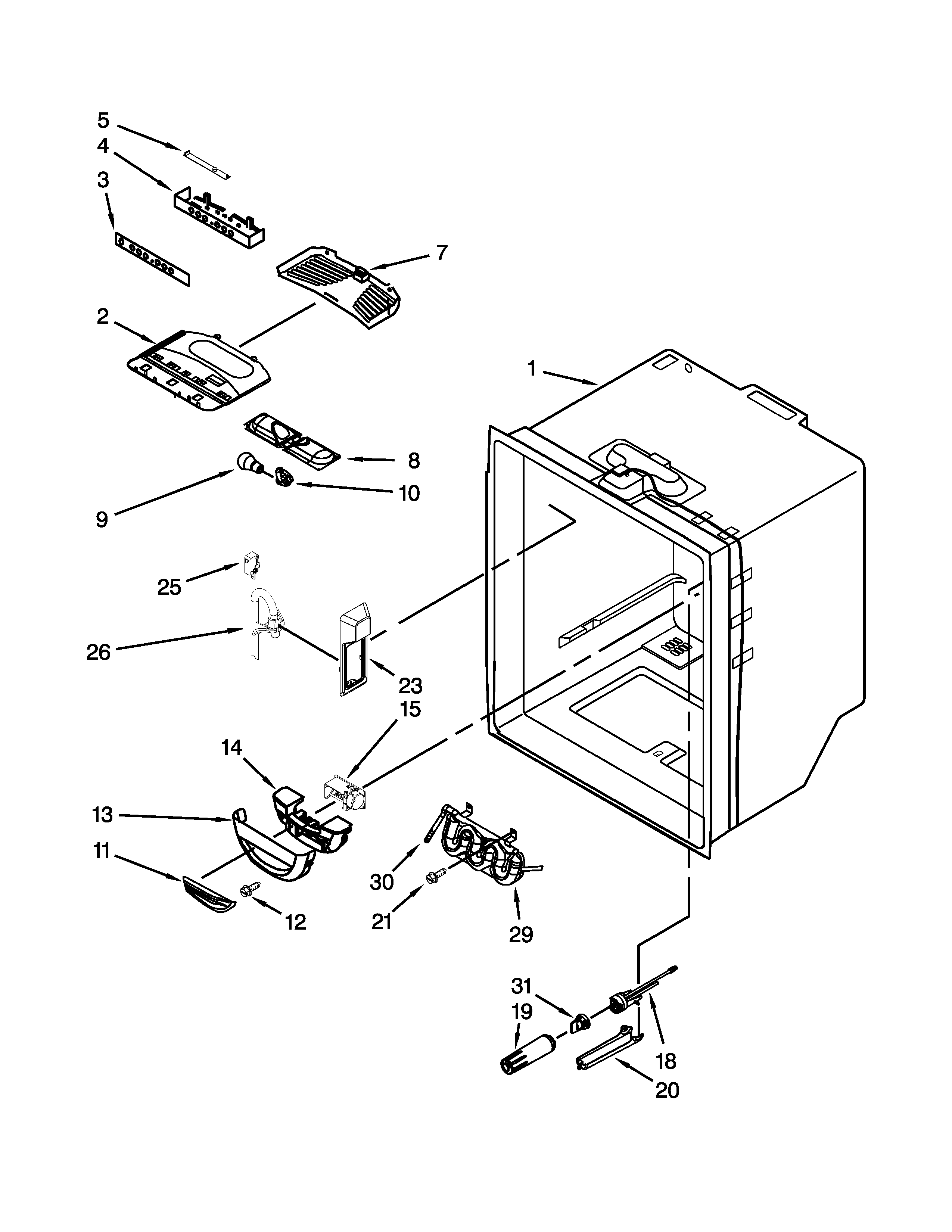 Jenn-Air JFC2290VEM3 refrigerator liner parts diagram