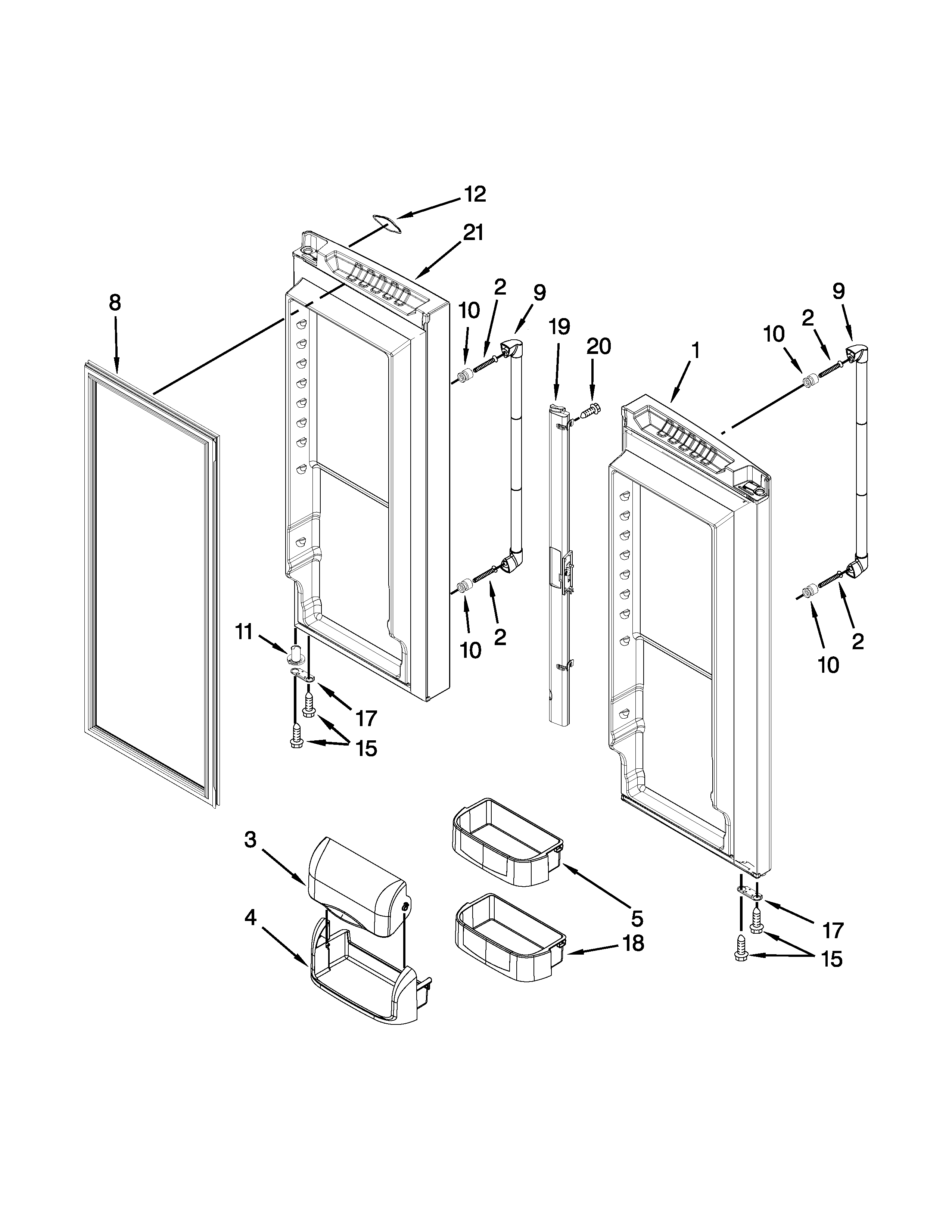 Jenn-Air JFC2290VEM3 refrigerator door parts diagram