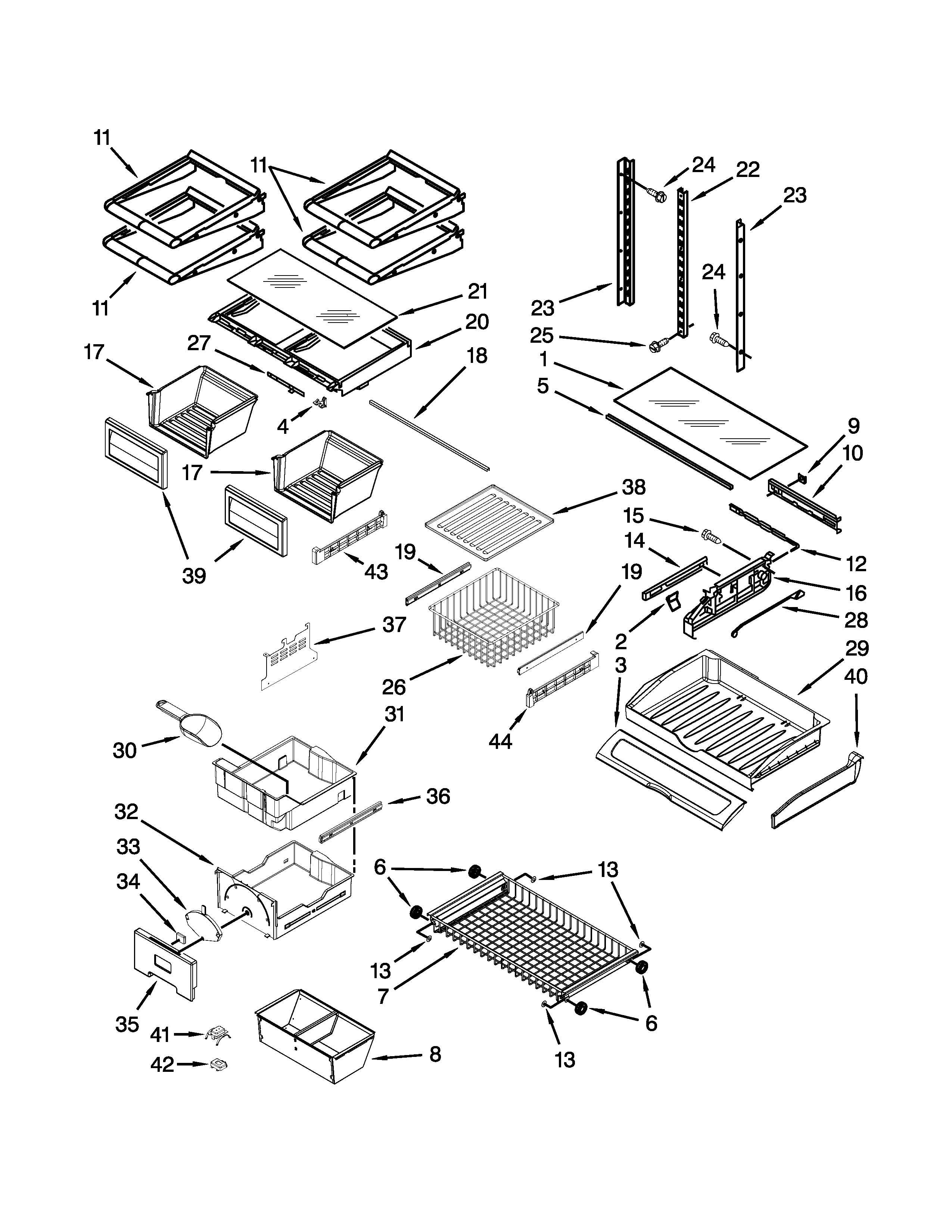 Jenn-Air JFC2290VEM5 shelf parts diagram