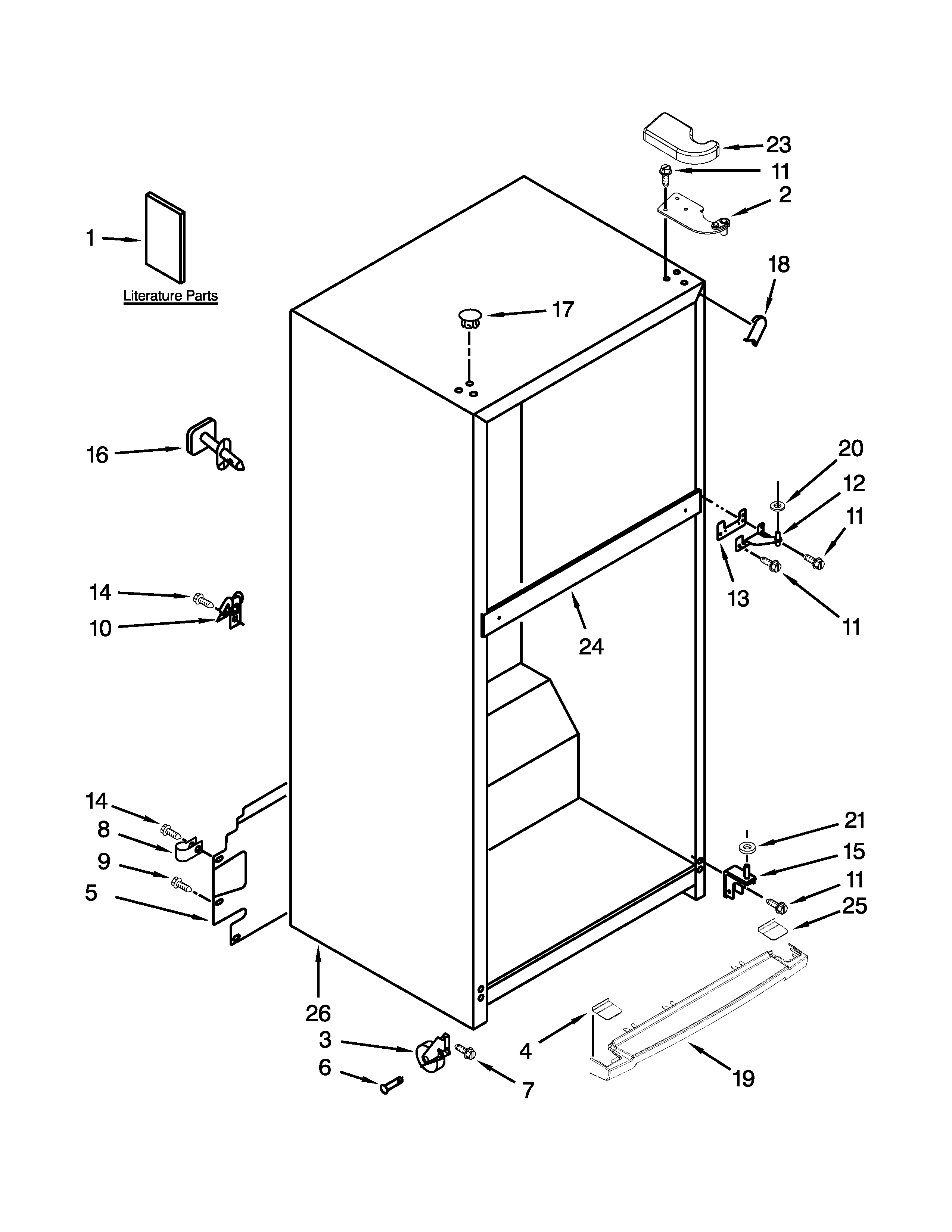 Whirlpool WRT351SFTF00 cabinet parts diagram