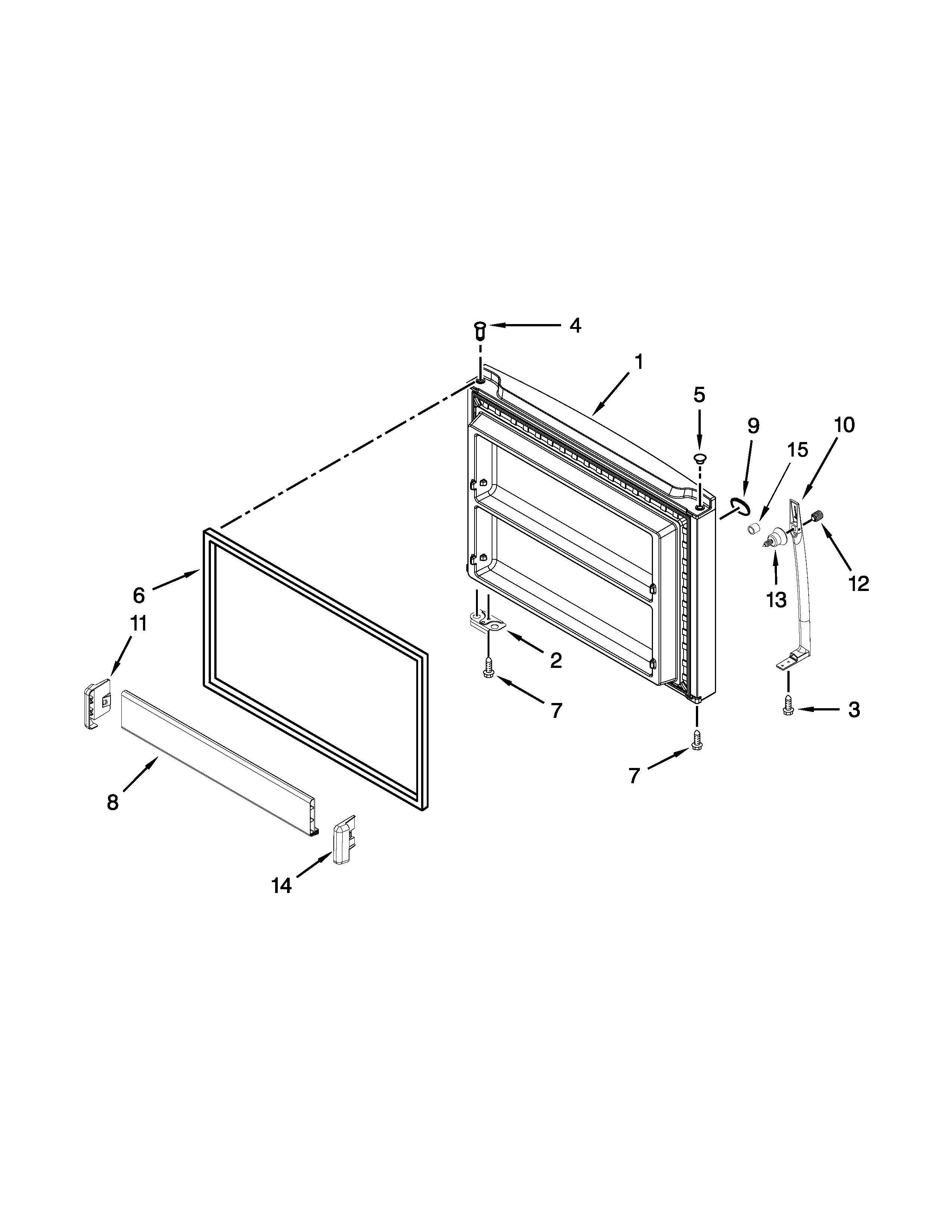 Whirlpool WRT351SFTF00 freezer door parts diagram
