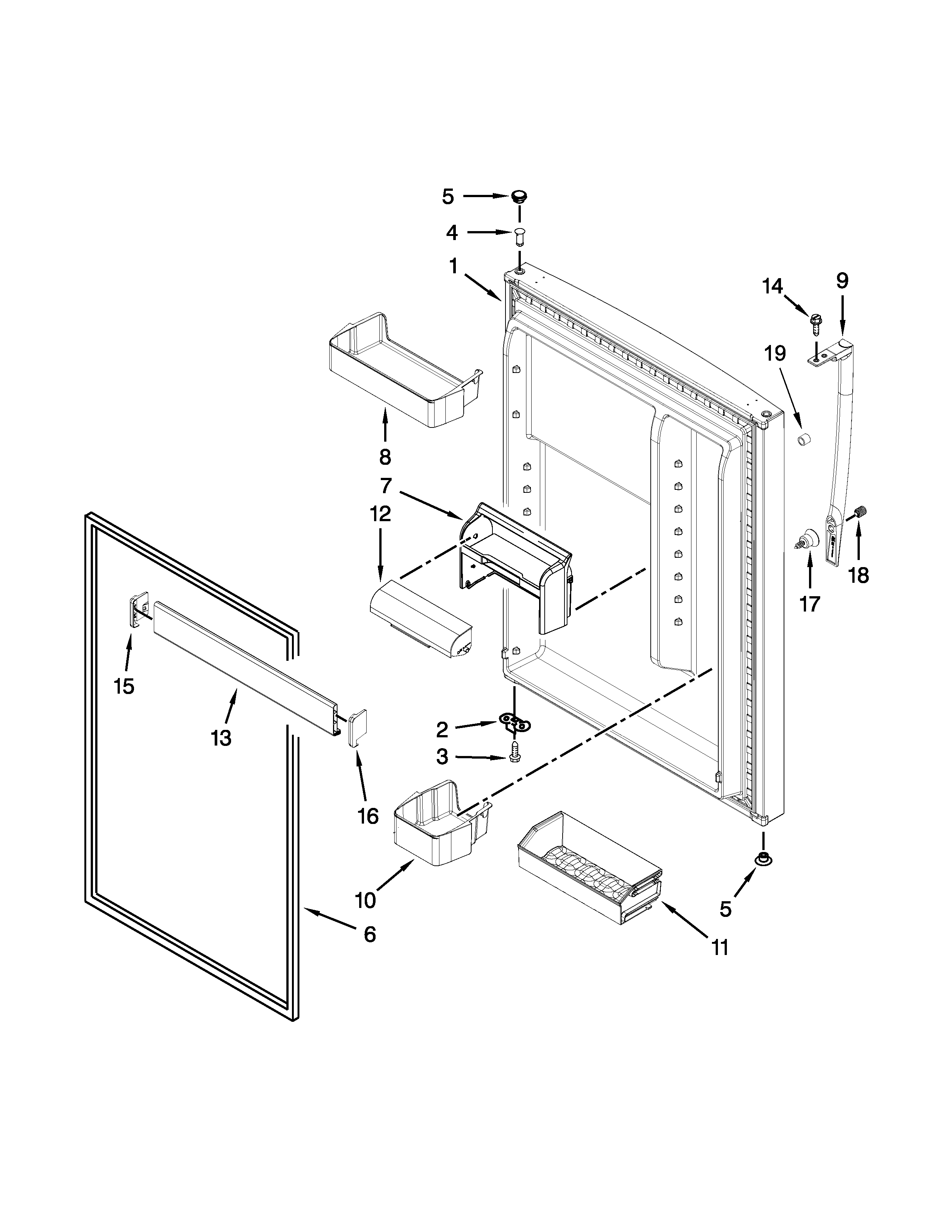 Whirlpool WRT351SFTF00 refrigerator door parts diagram