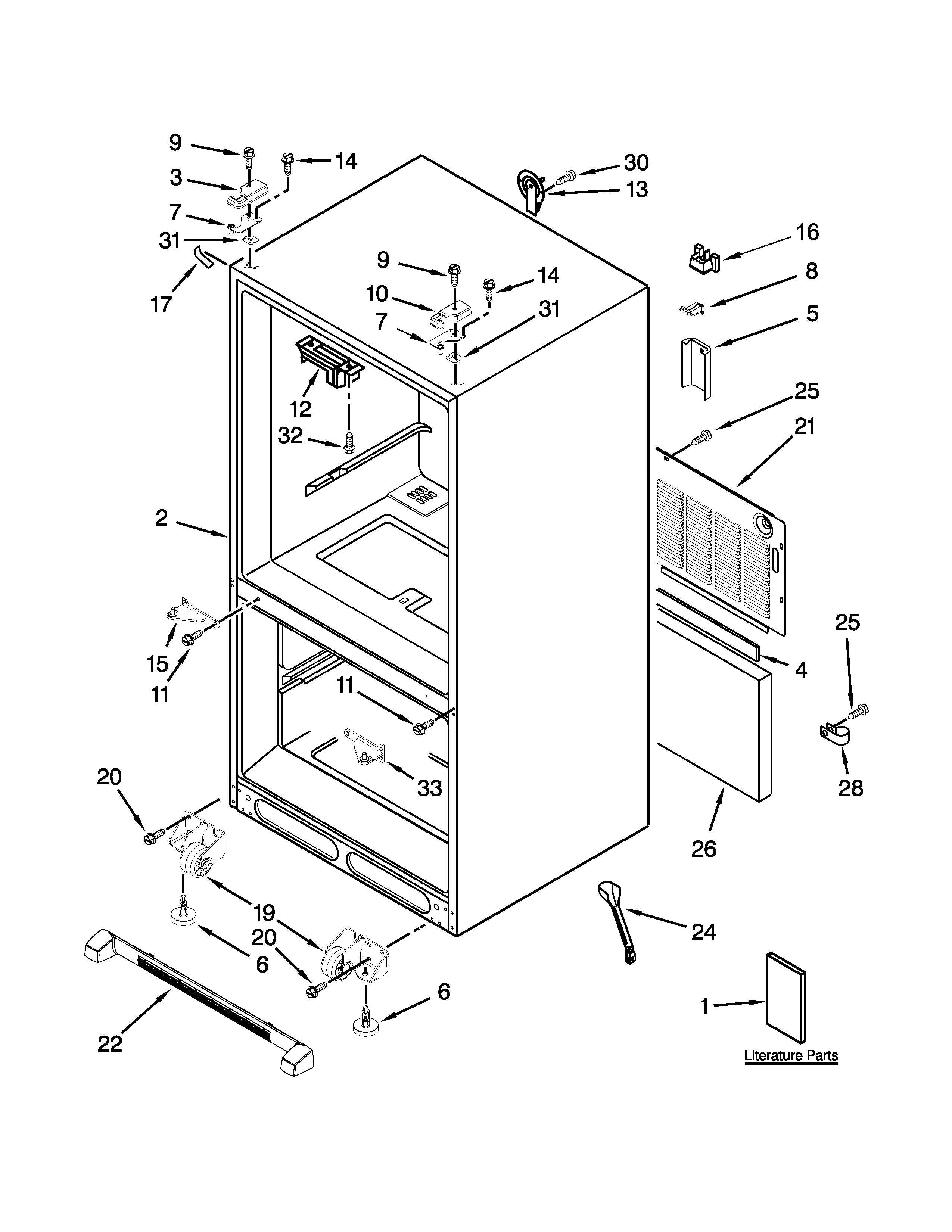 Whirlpool GX5FHTXVB07 cabinet parts diagram