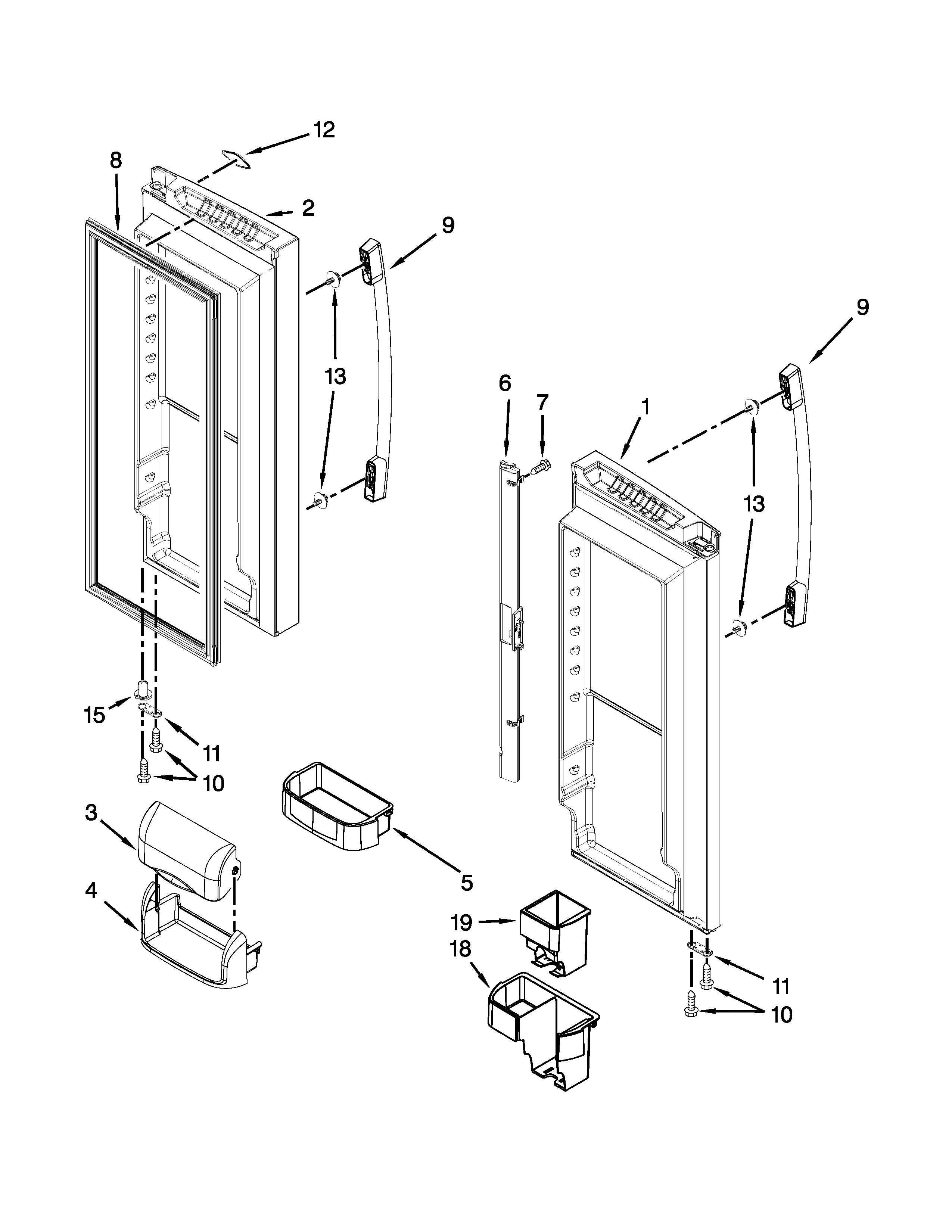 Whirlpool GX5FHTXVB07 refrigerator door parts diagram