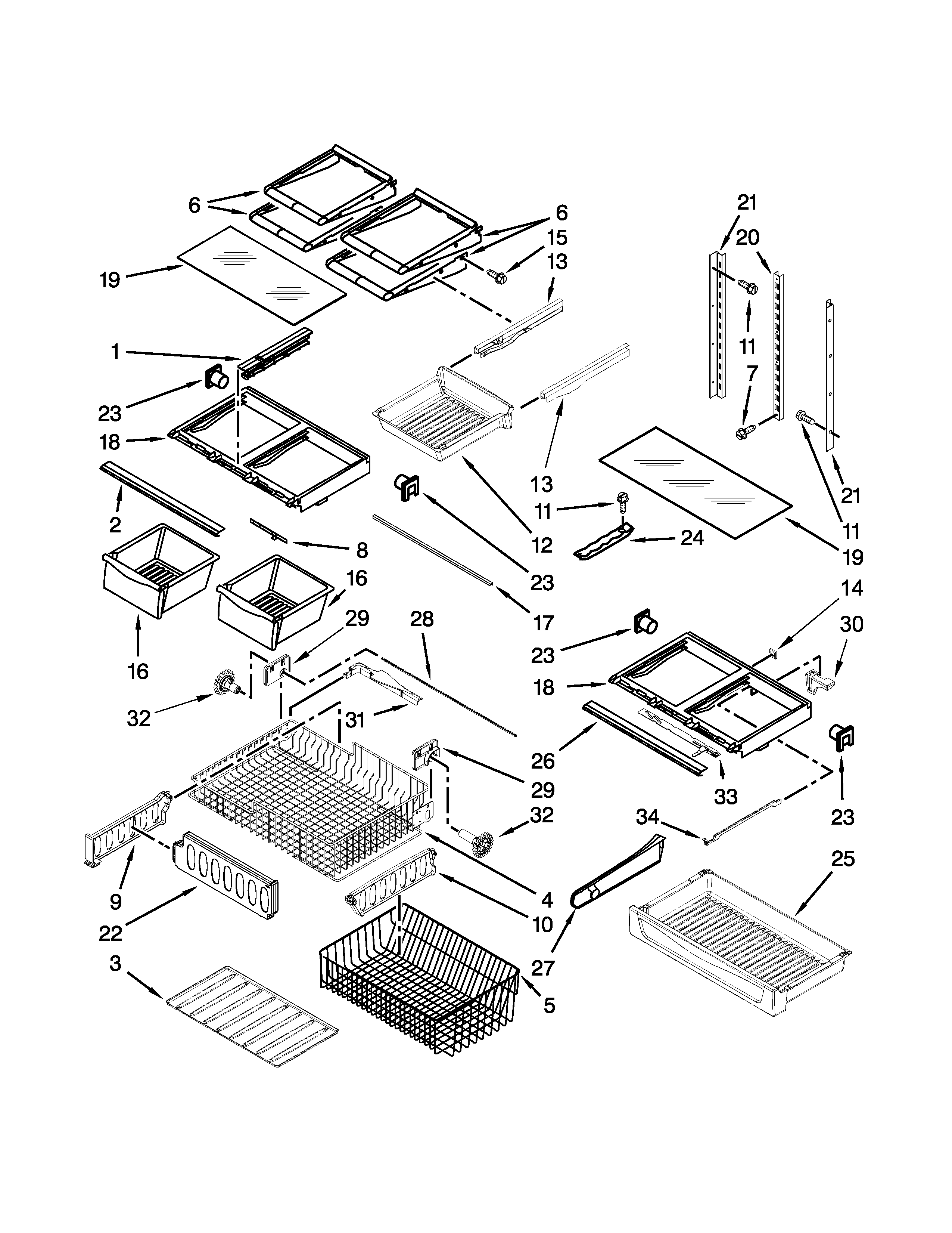 Whirlpool GX5FHTXVB07 shelf parts diagram
