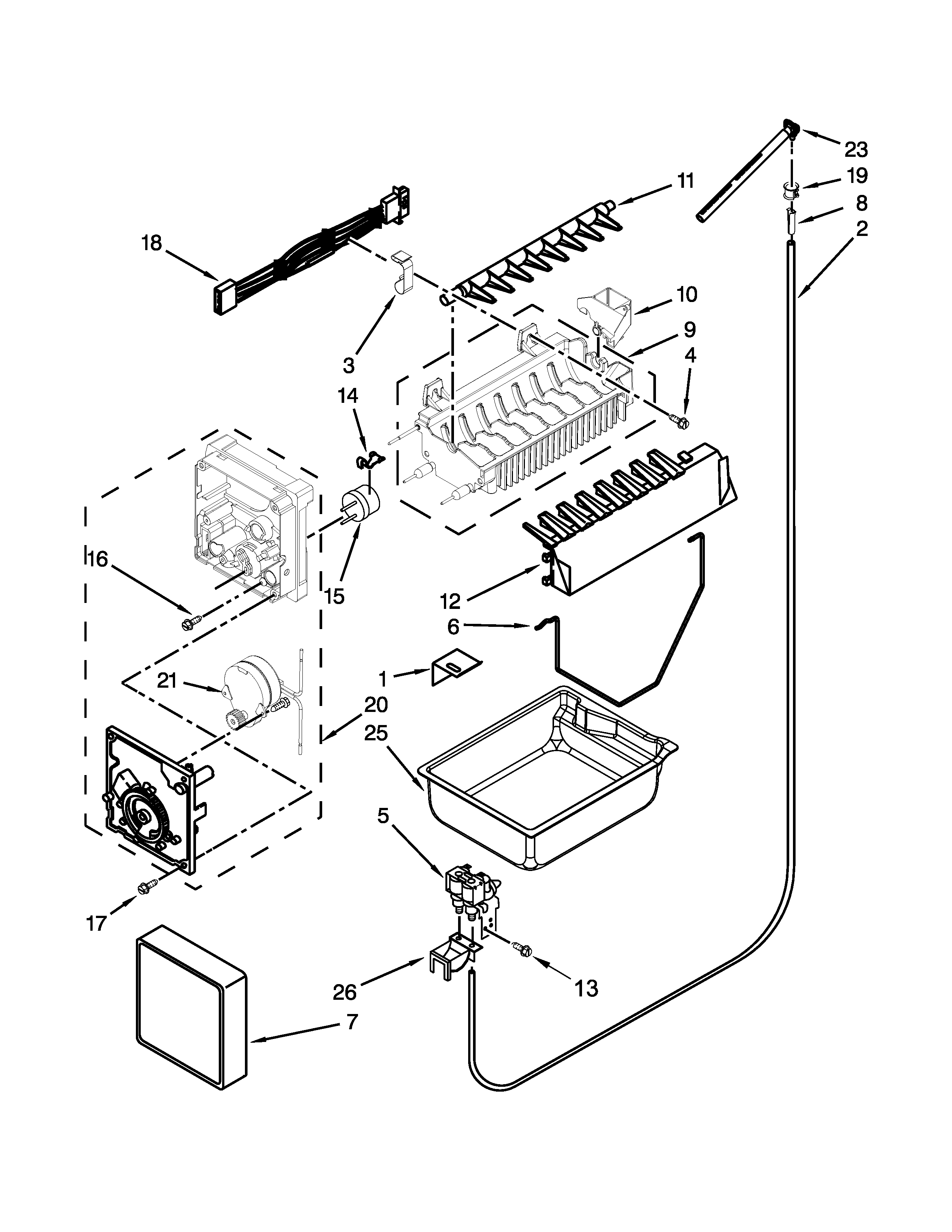 Whirlpool GX5FHTXVB07 icemaker parts diagram