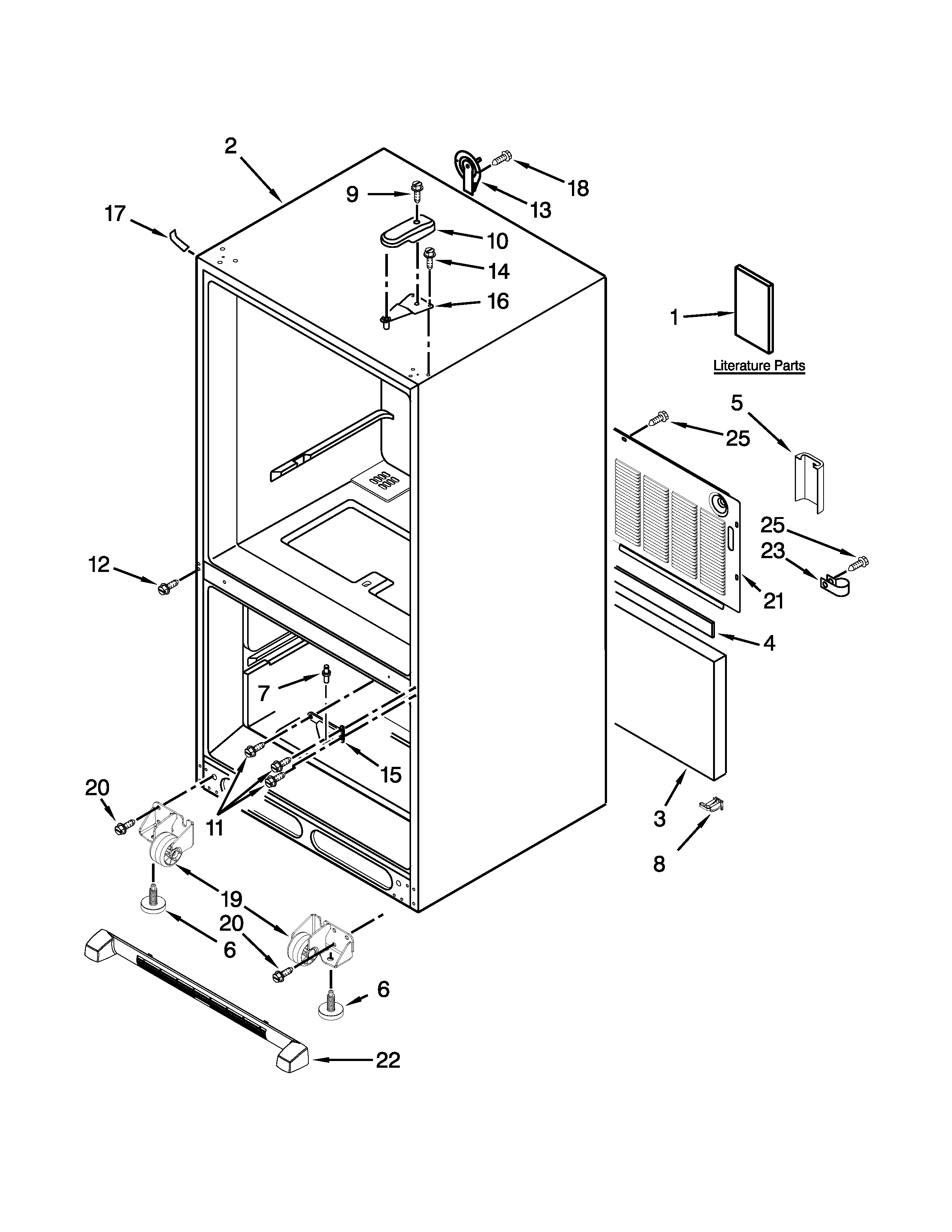 Whirlpool WRB322DMBW00 cabinet parts diagram