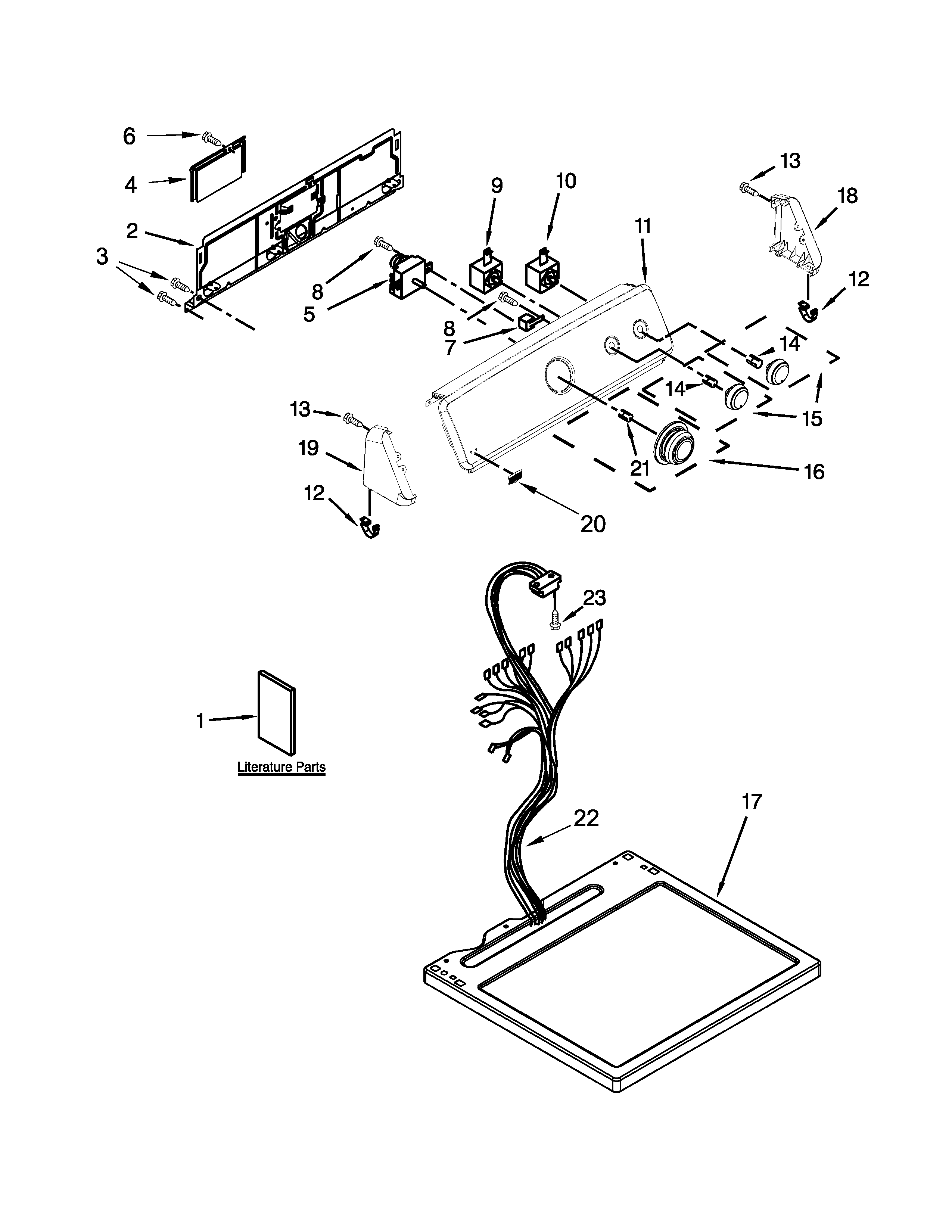 Maytag 4KMEDX505BW0 top and console parts diagram
