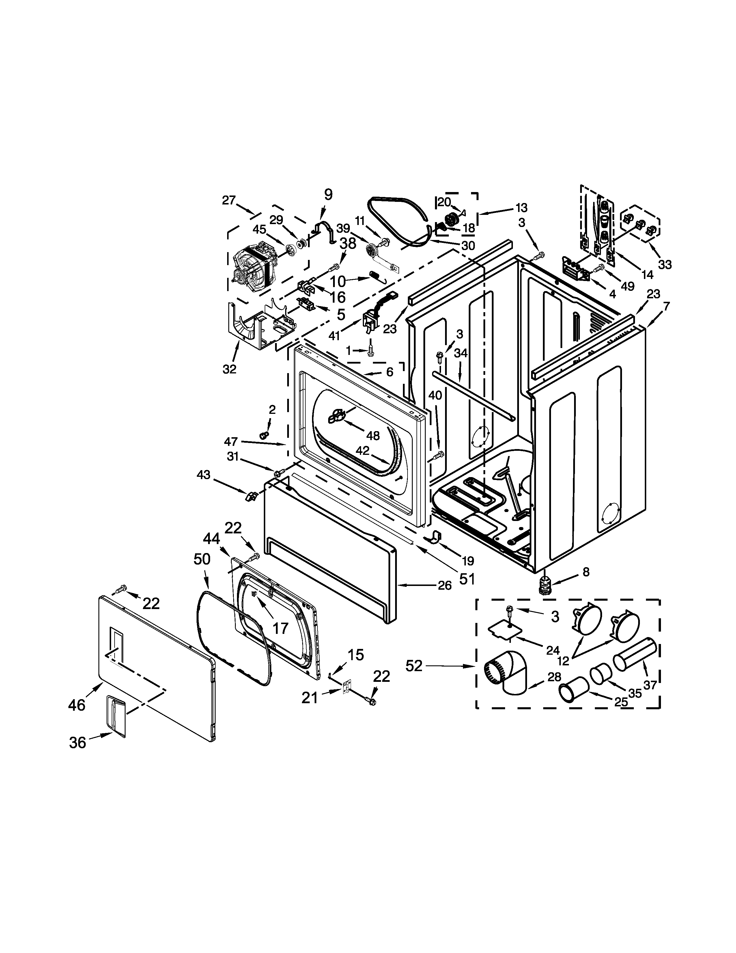 Maytag 4KMEDX505BW0 cabinet parts diagram