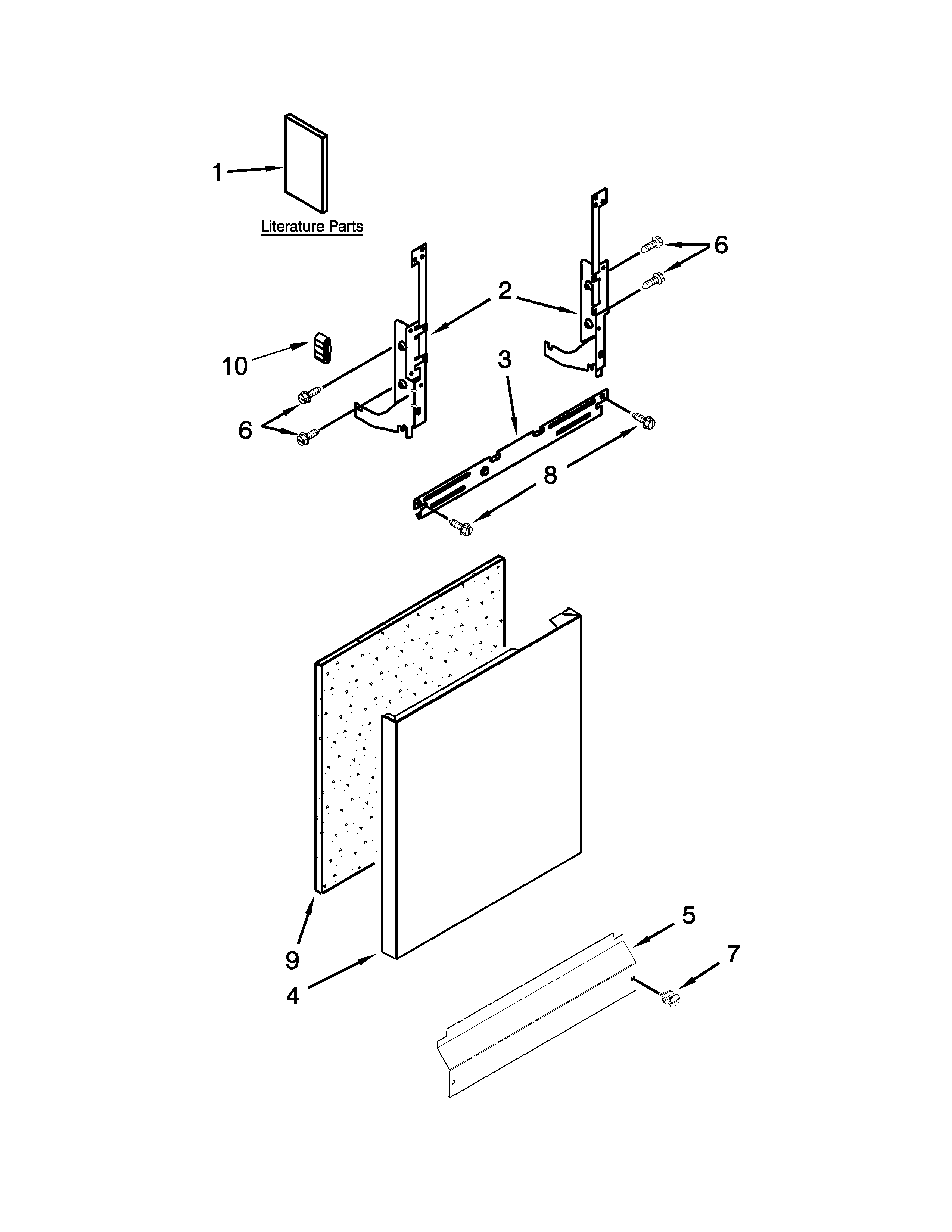 Whirlpool DU1015XTXT2 door panel parts diagram