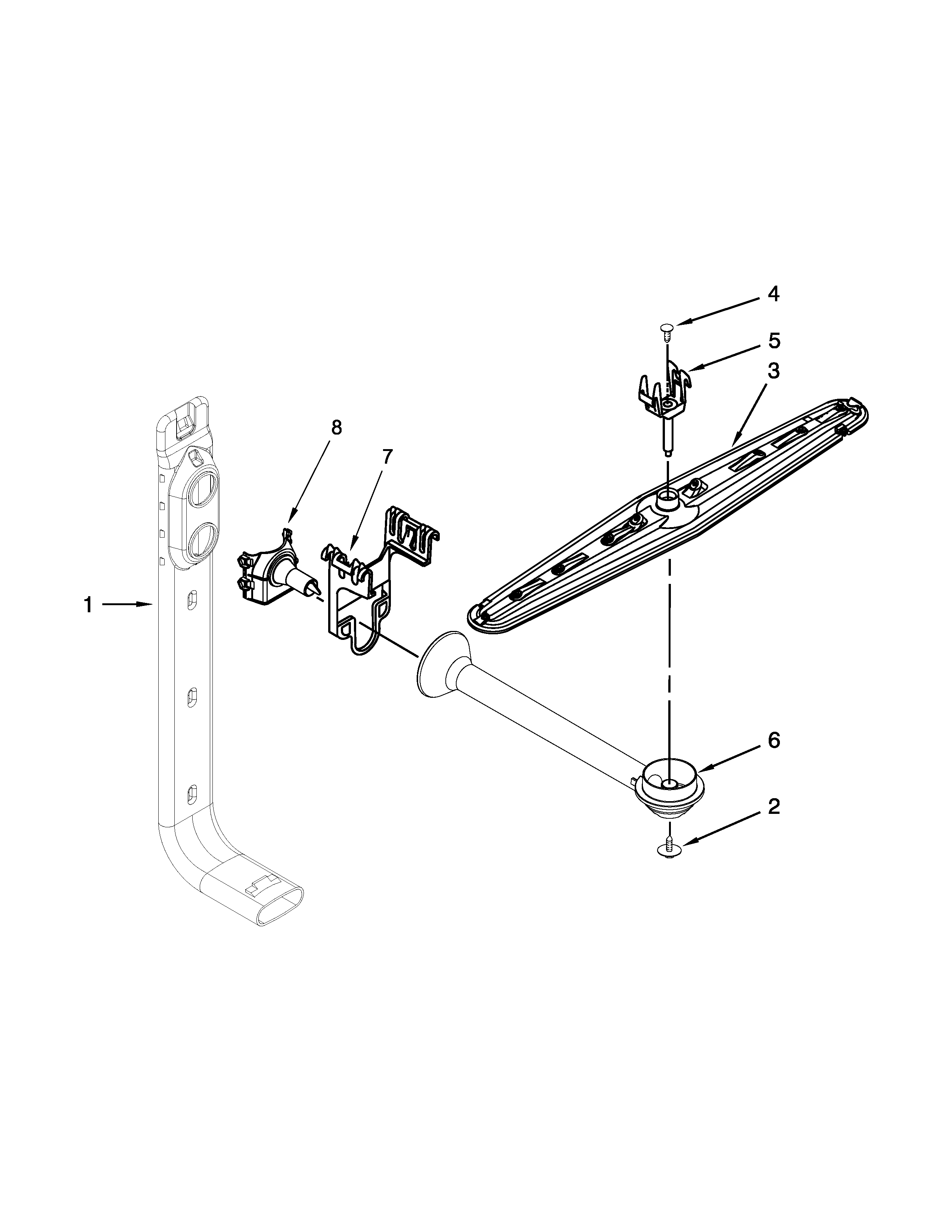 Whirlpool DU1015XTXT2 upper wash and rinse parts diagram