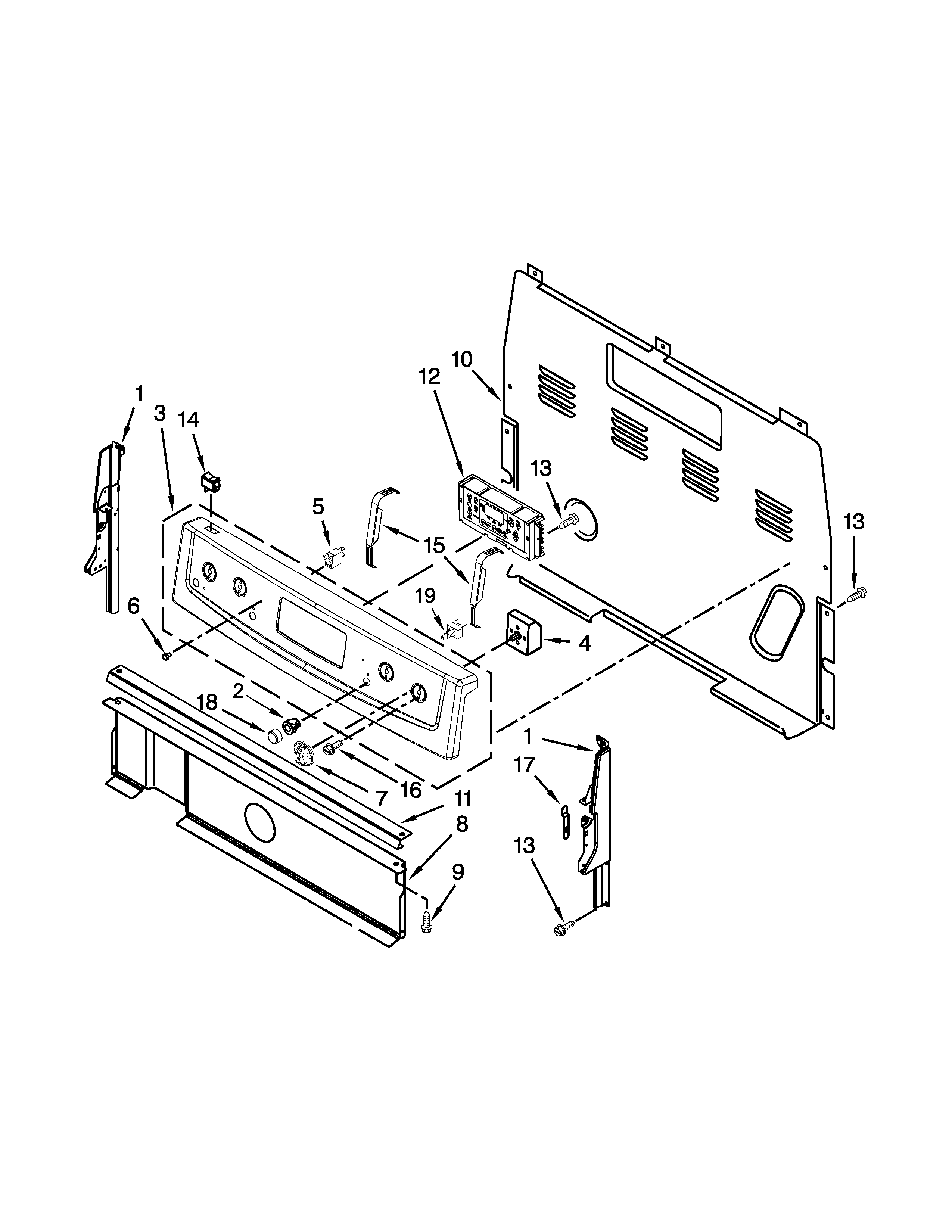 Whirlpool WFE524CLBW0 control panel parts diagram
