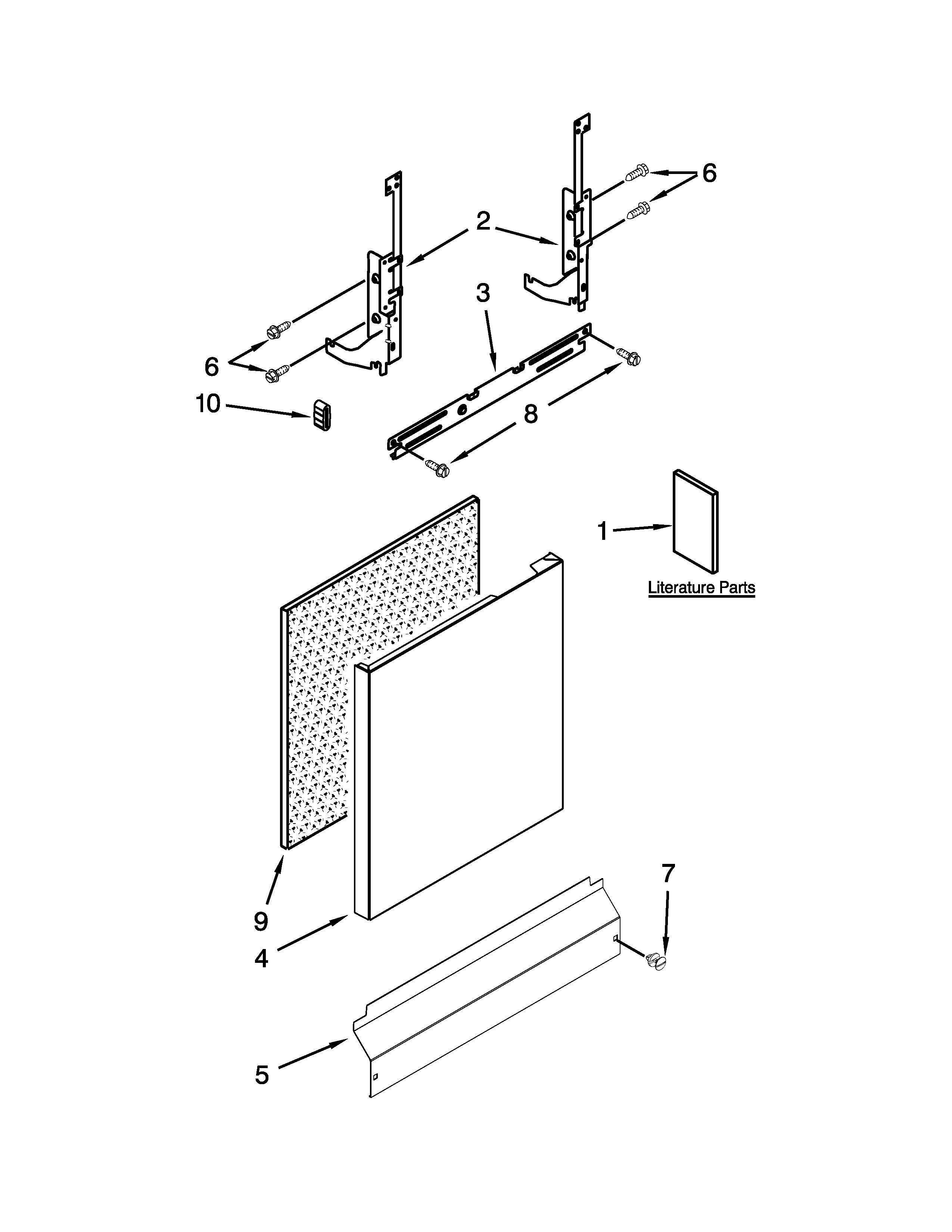 Whirlpool DU1015XTXT3 door panel parts diagram