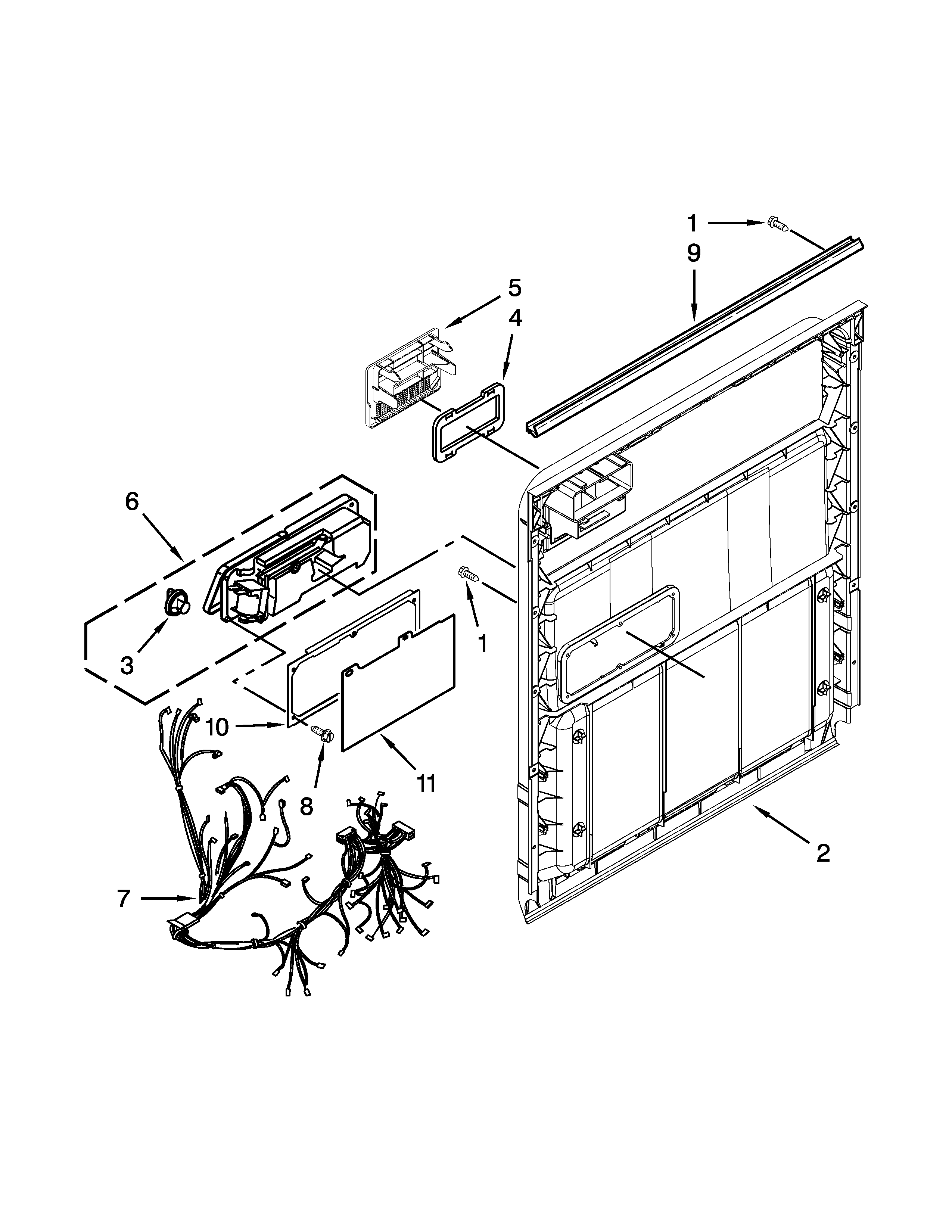 Whirlpool DU1015XTXT3 inner door parts diagram