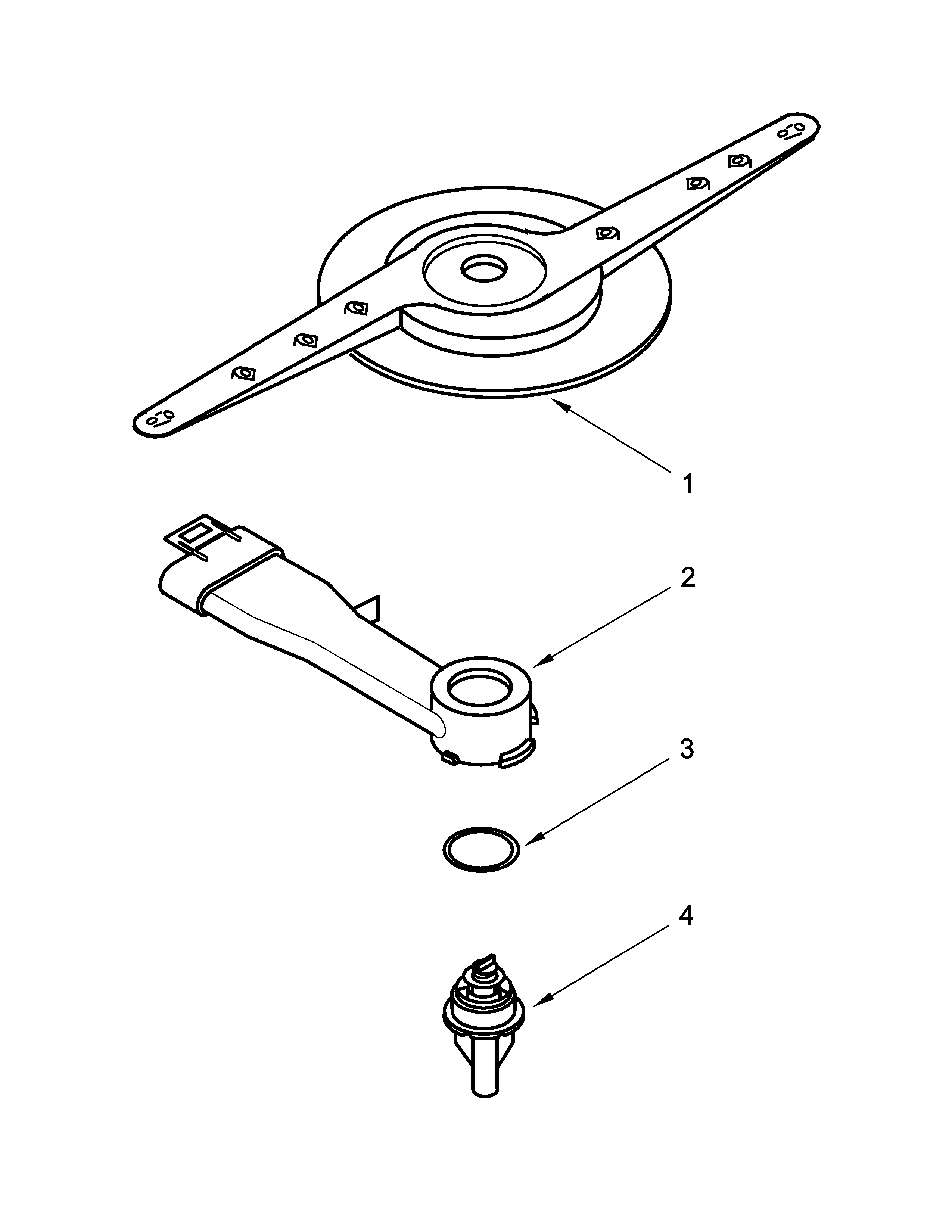 Whirlpool DU1015XTXT3 lower washarm parts diagram
