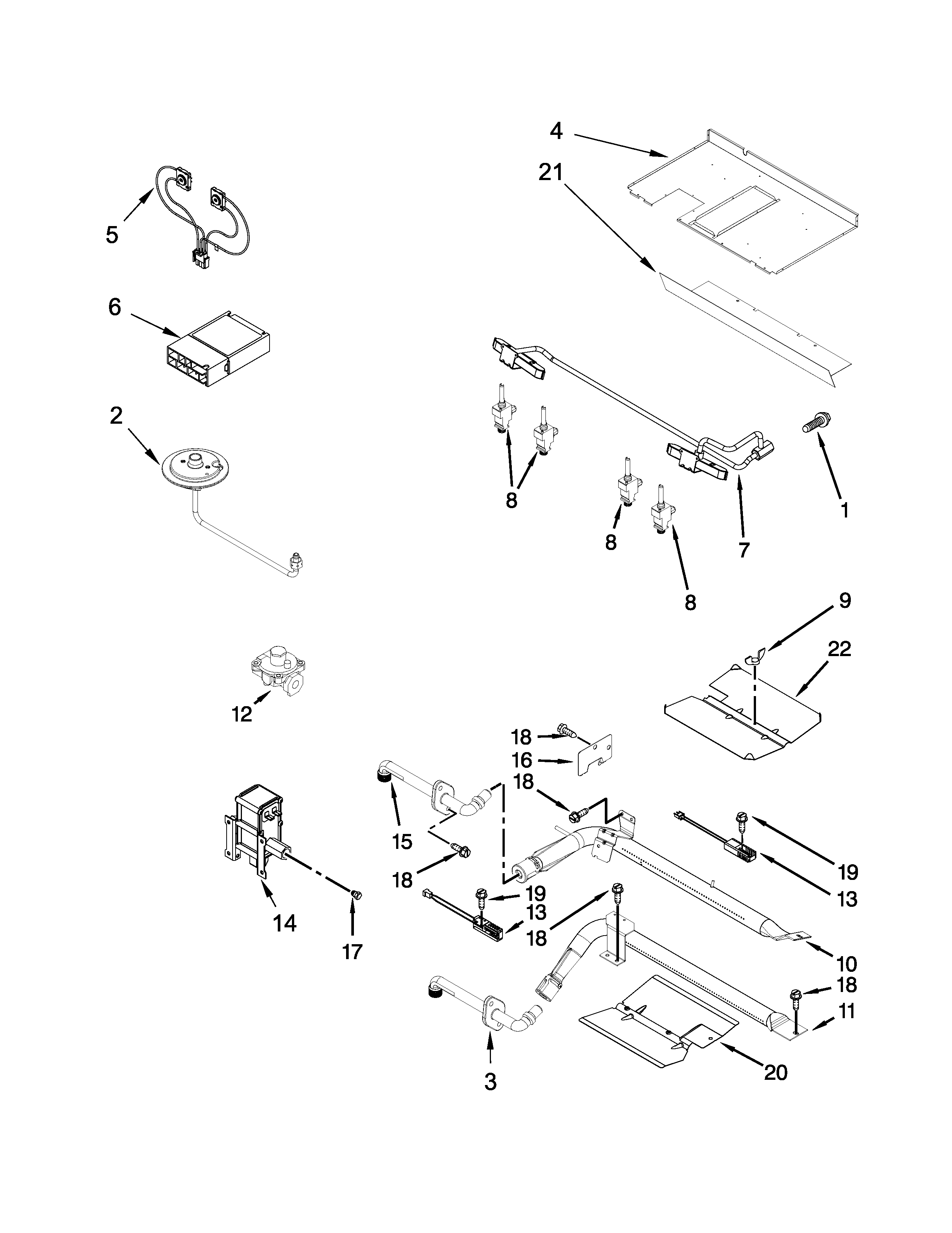 Jenn-Air JGS9900CDB00 manifold parts diagram
