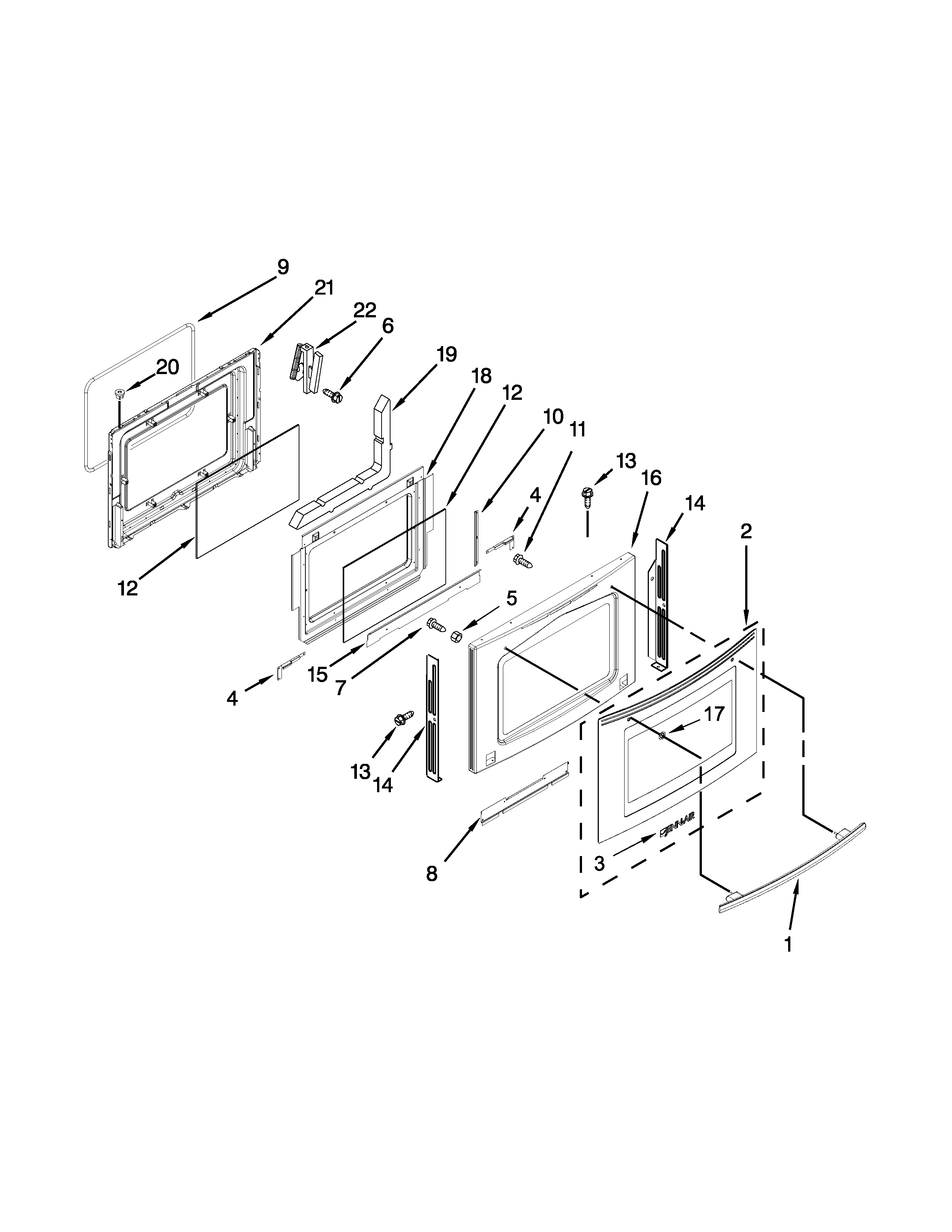 Jenn-Air JGS9900CDB00 door parts diagram