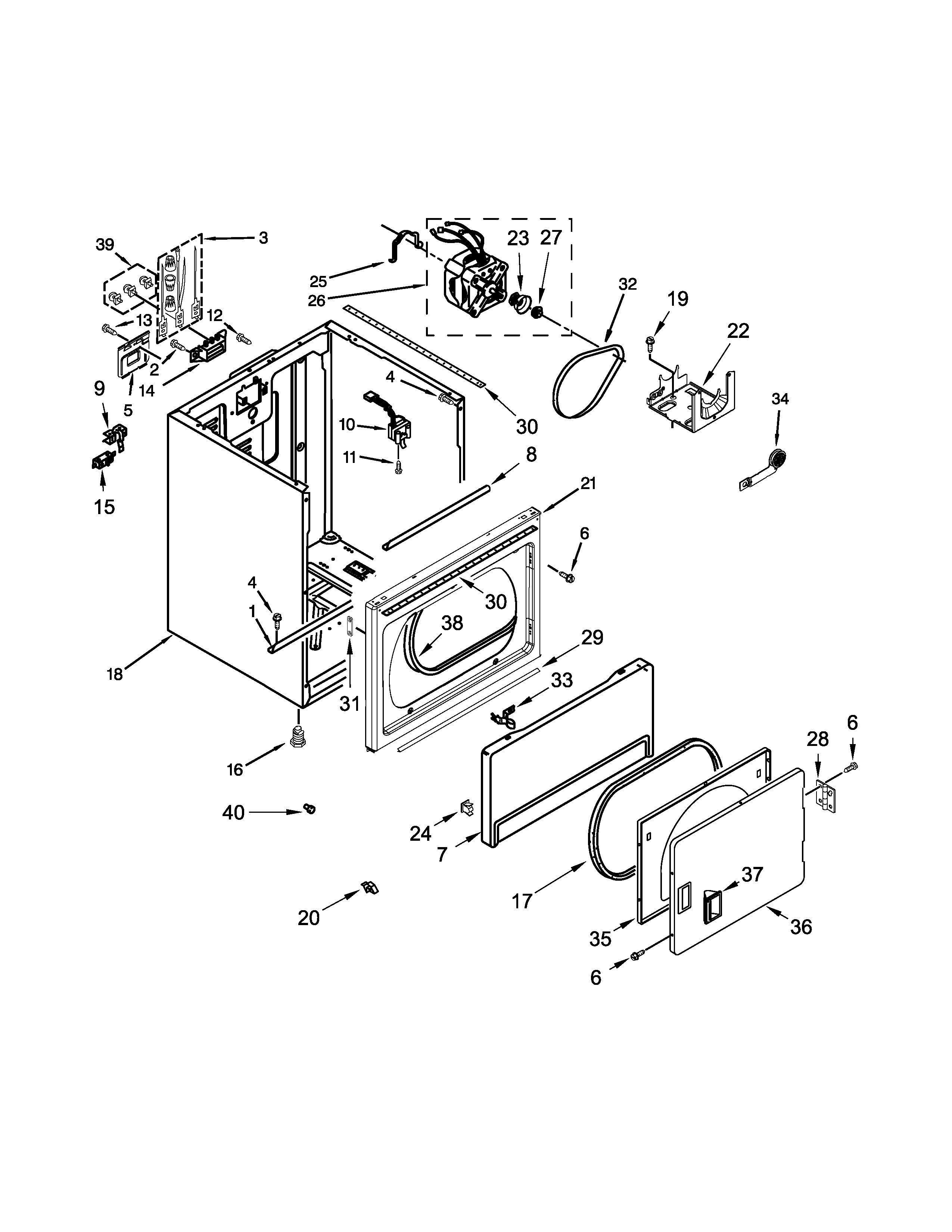 Amana 4KNED4400BQ0 cabinet parts diagram