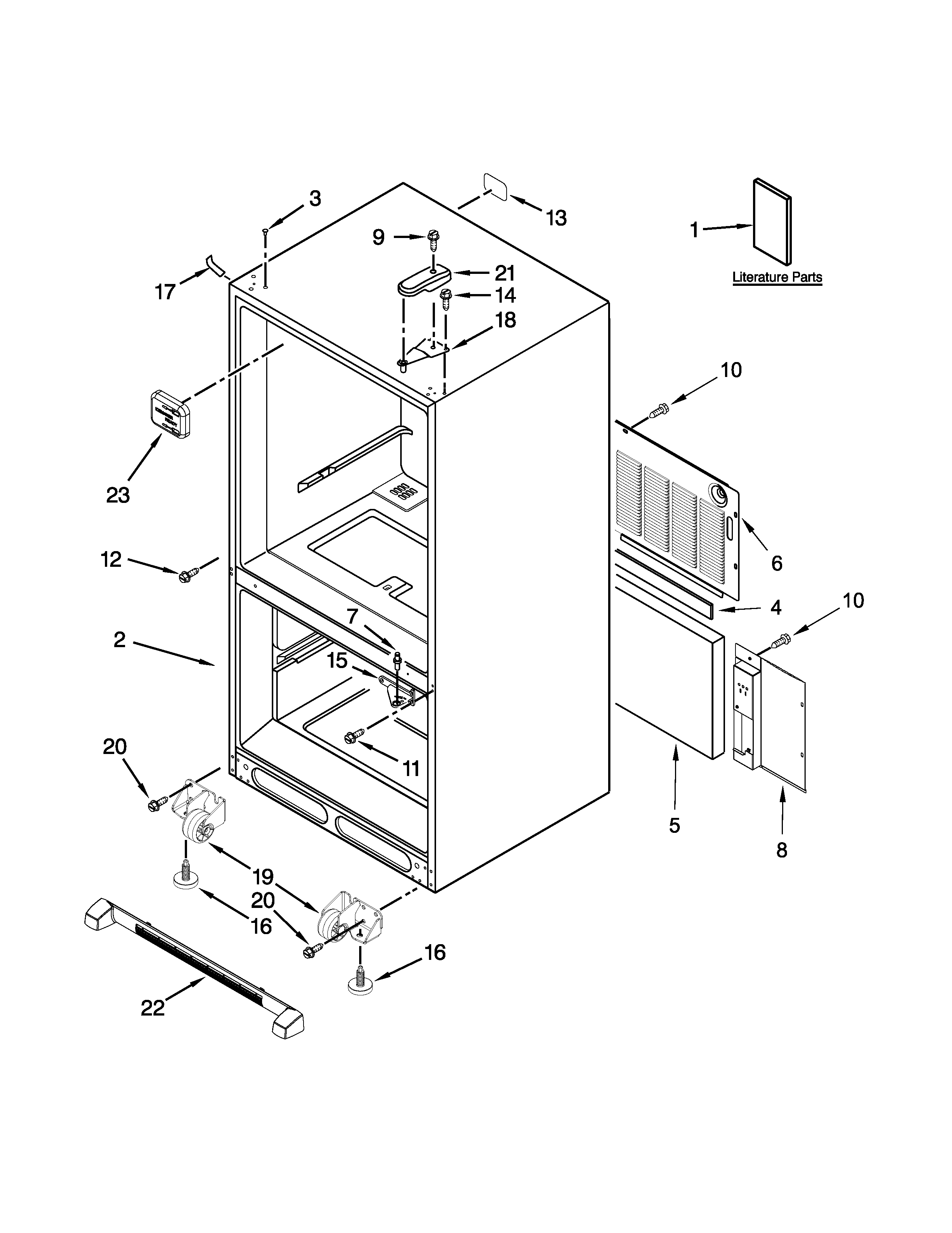 KitchenAid KBRS19KCMS00 cabinet parts diagram
