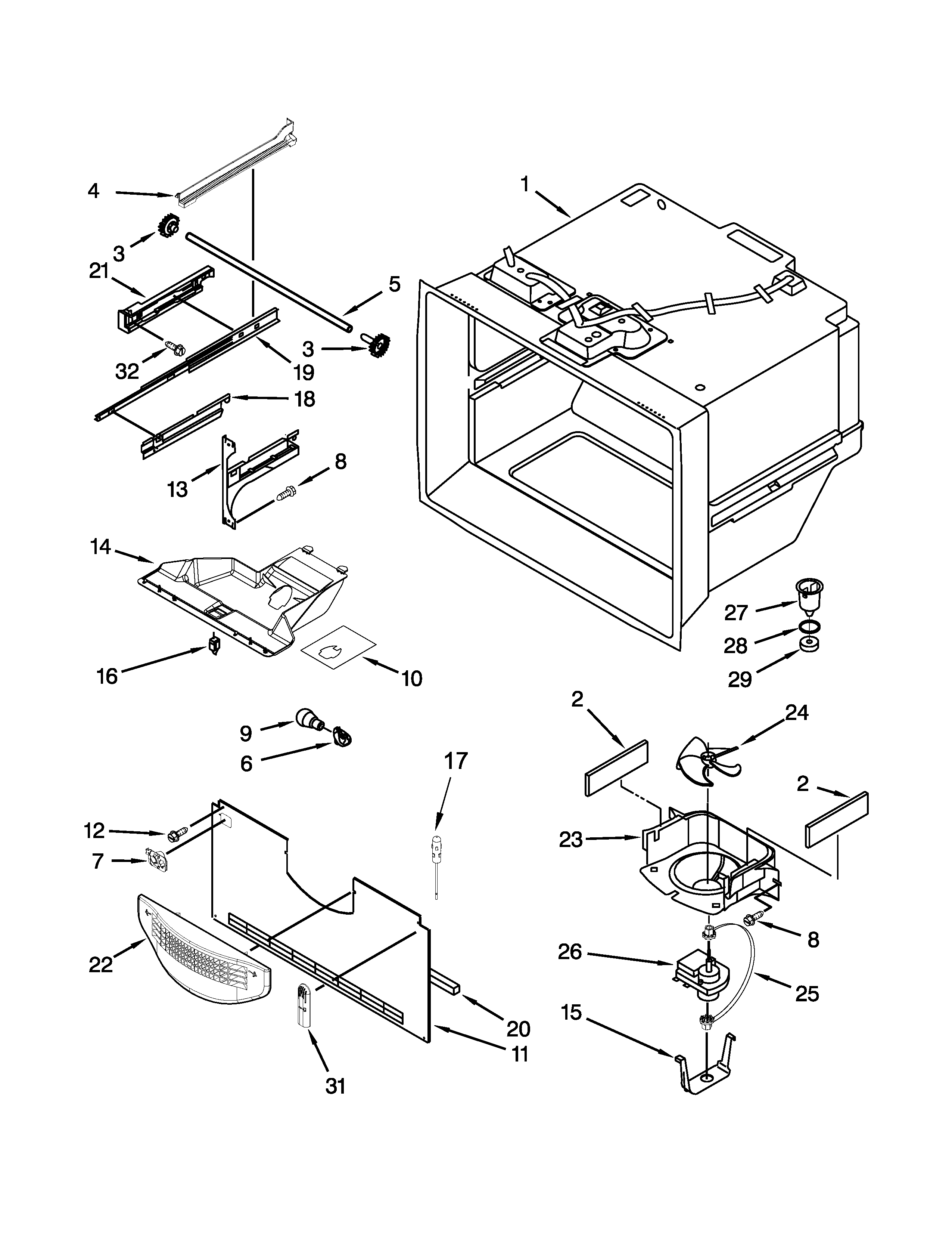 KitchenAid KBRS19KCMS00 freezer liner parts diagram
