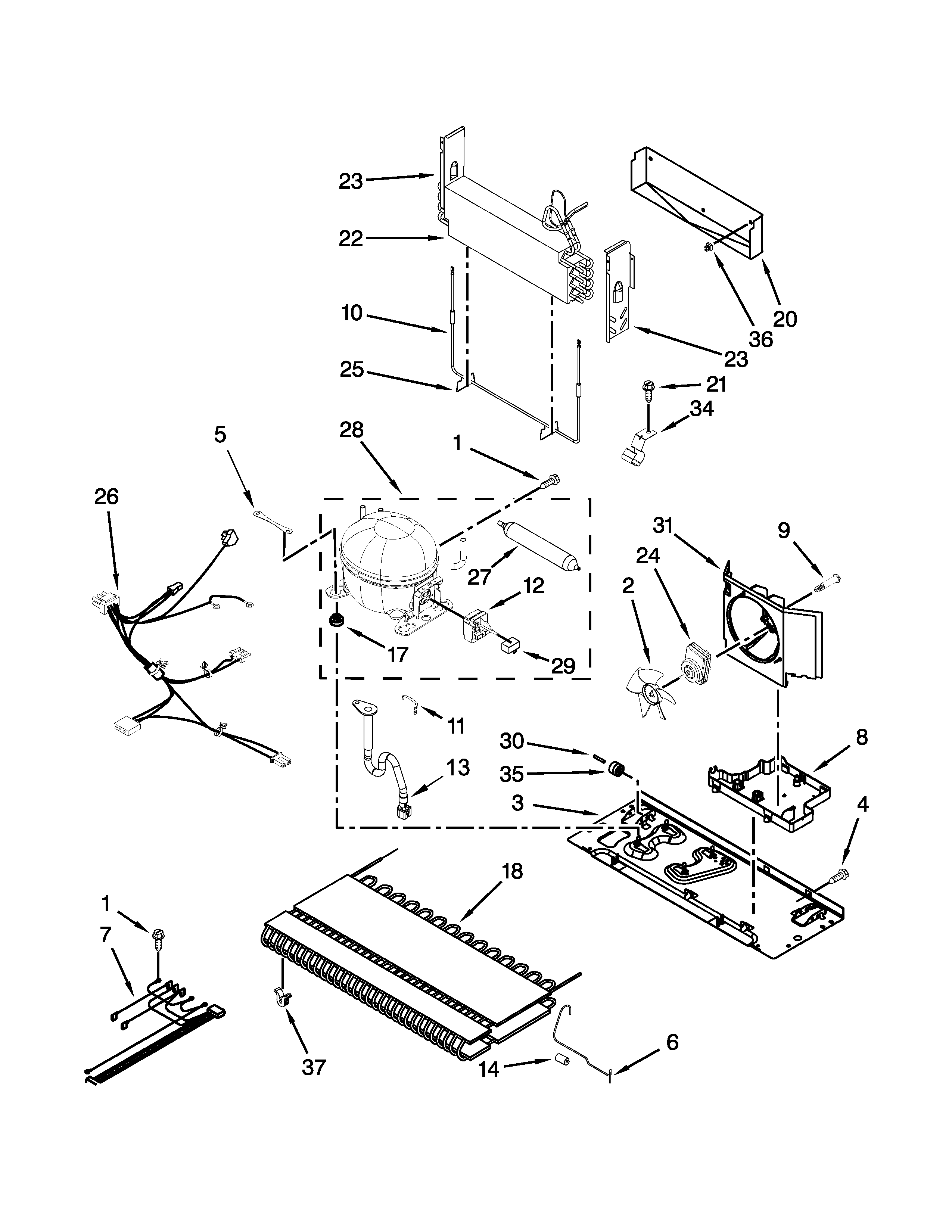 KitchenAid KBRS19KCMS00 unit parts diagram
