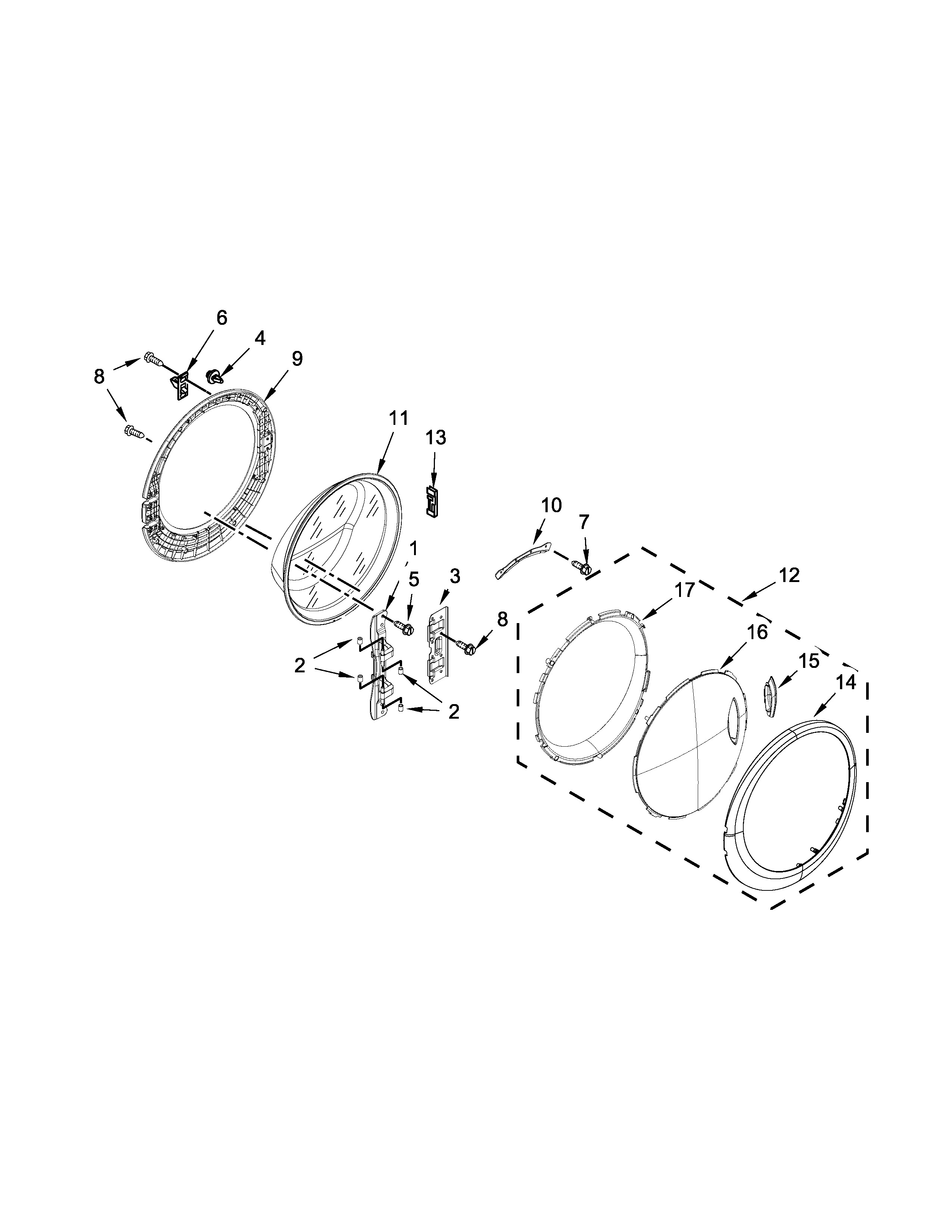 Whirlpool WFW94HEAW2 door parts diagram
