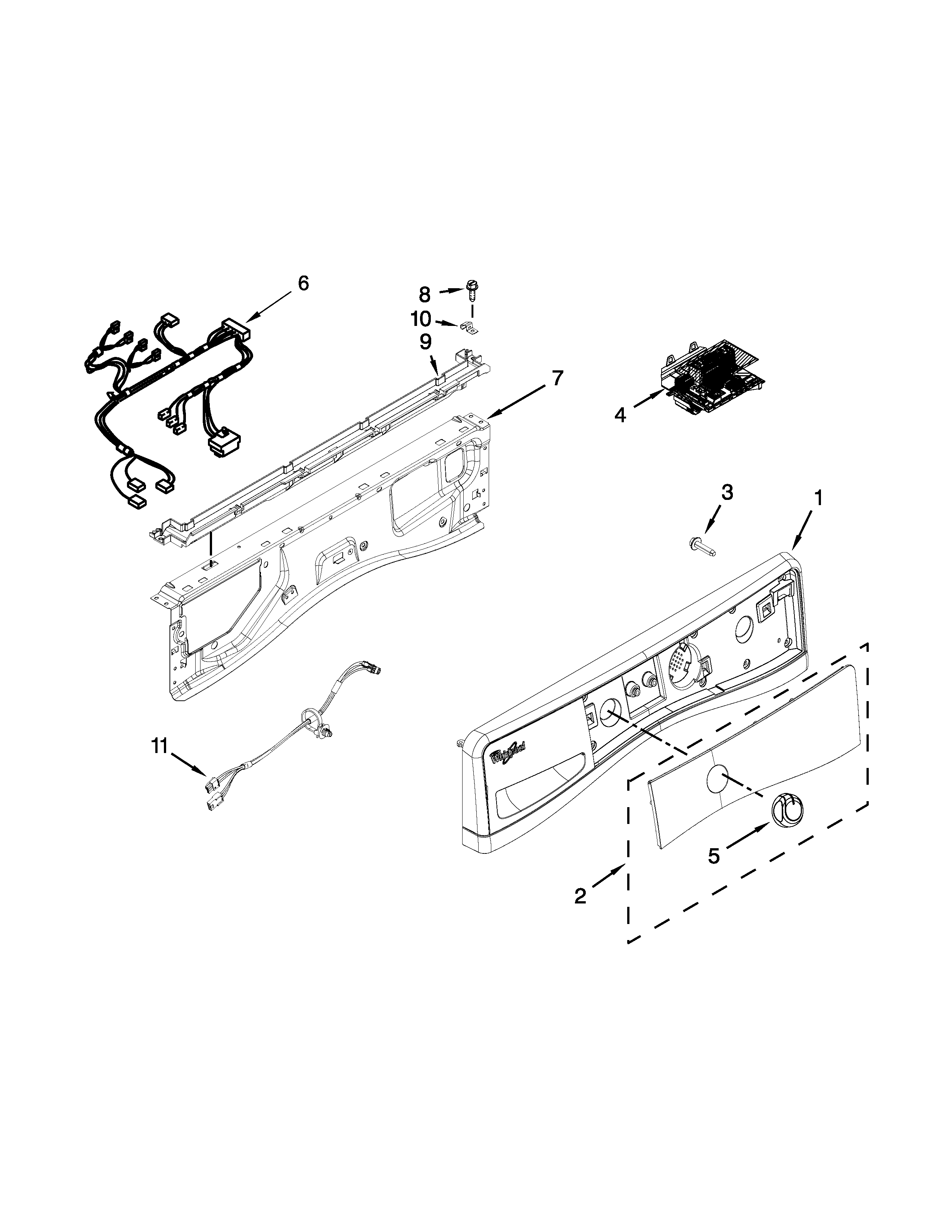 Whirlpool WFW94HEAW2 control panel parts diagram
