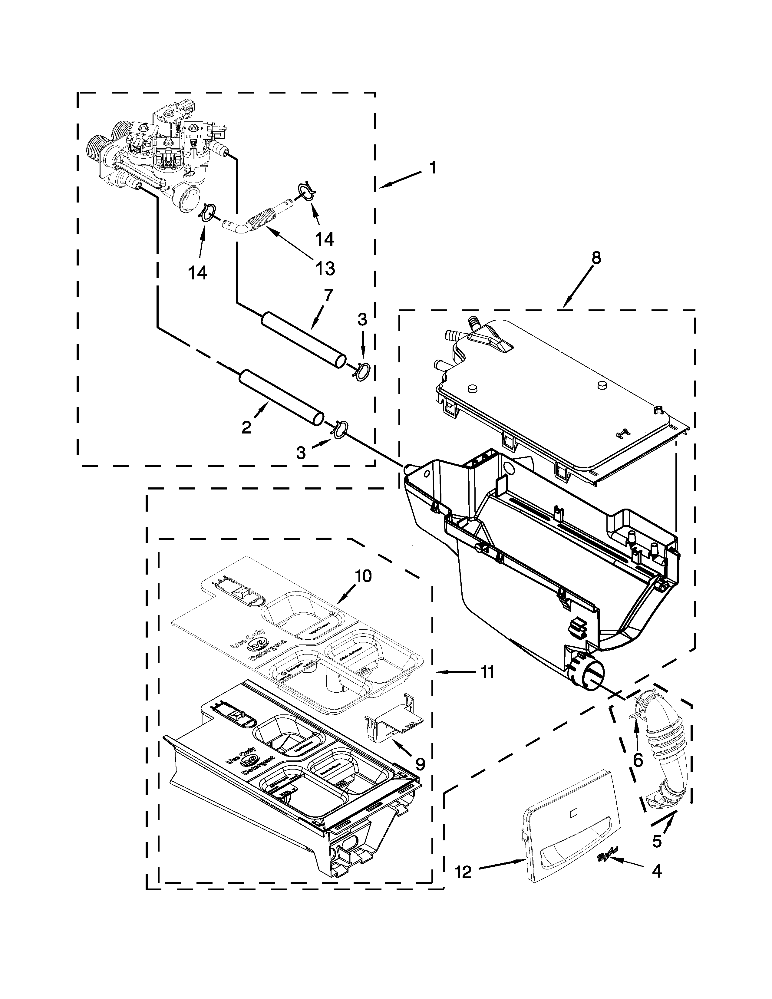 Whirlpool WFW94HEAW2 dispenser parts diagram