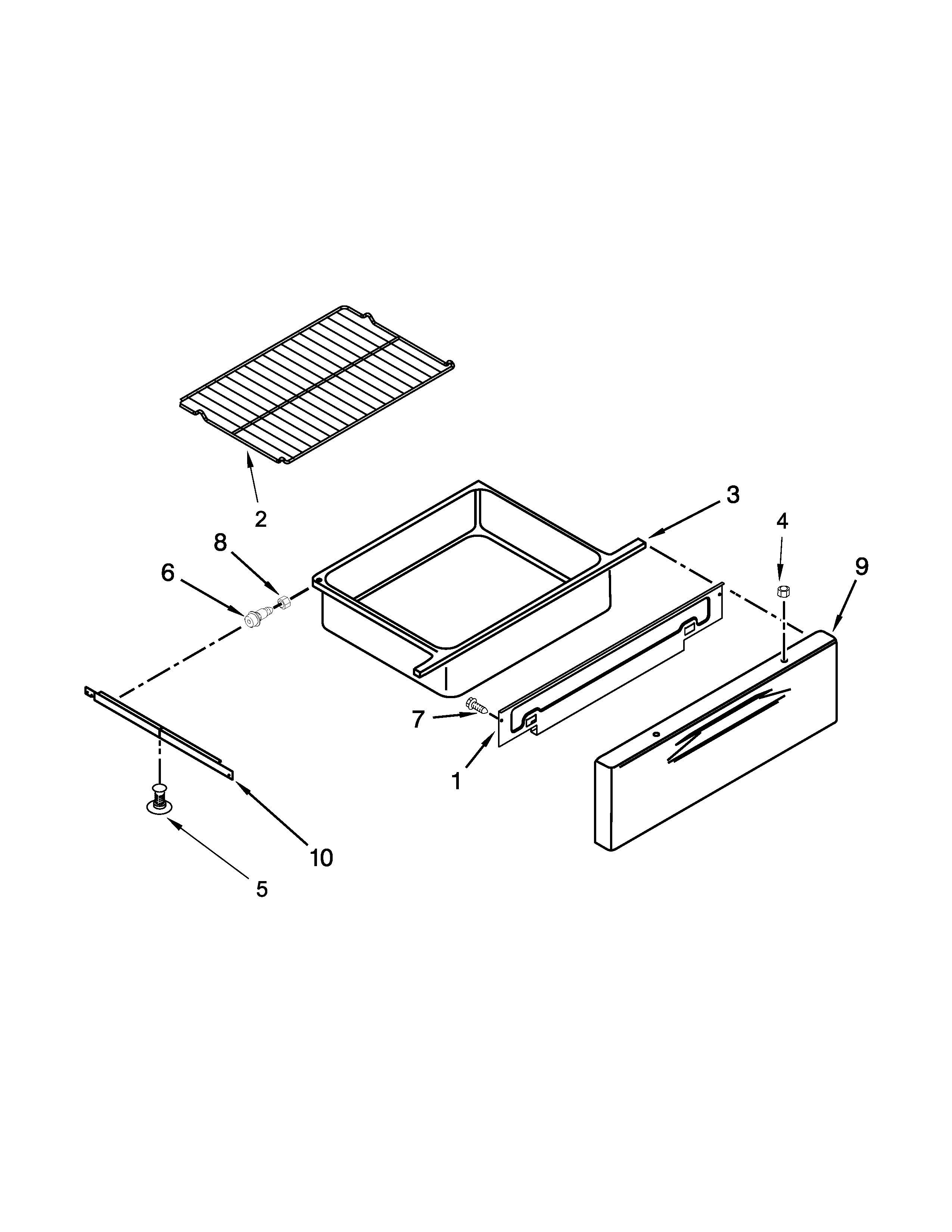 Maytag MER8772WW1 drawer and rack parts diagram
