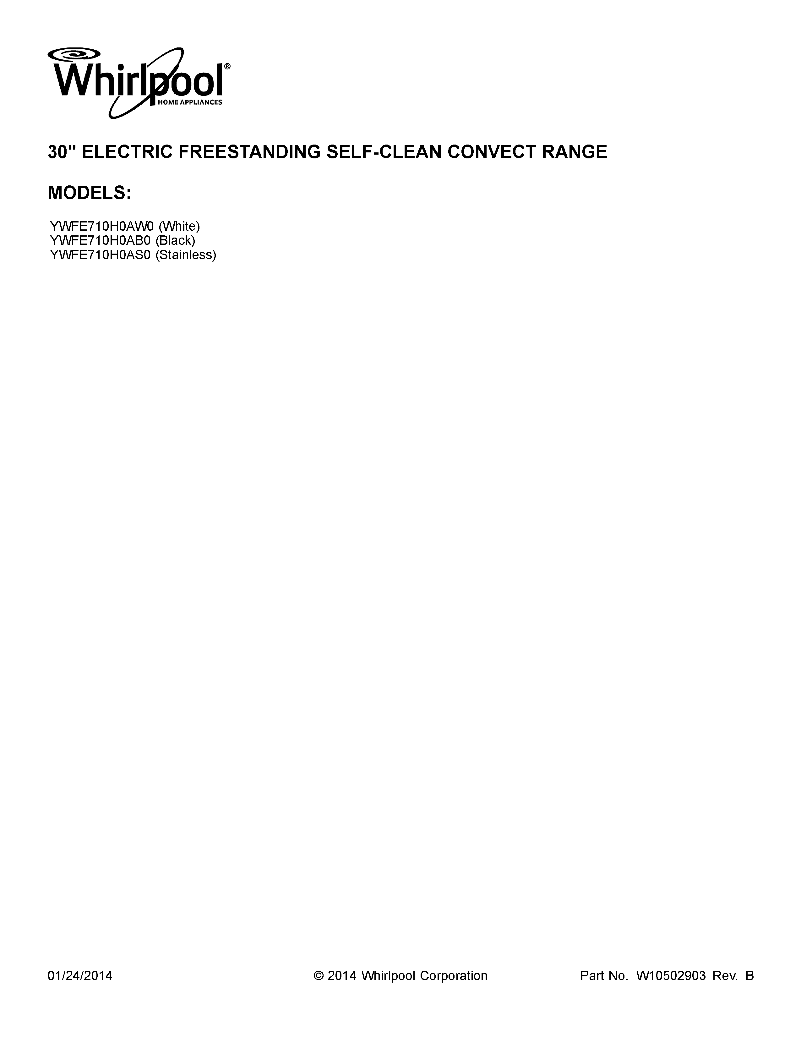 Whirlpool YWFE710H0AW0 cover sheet diagram