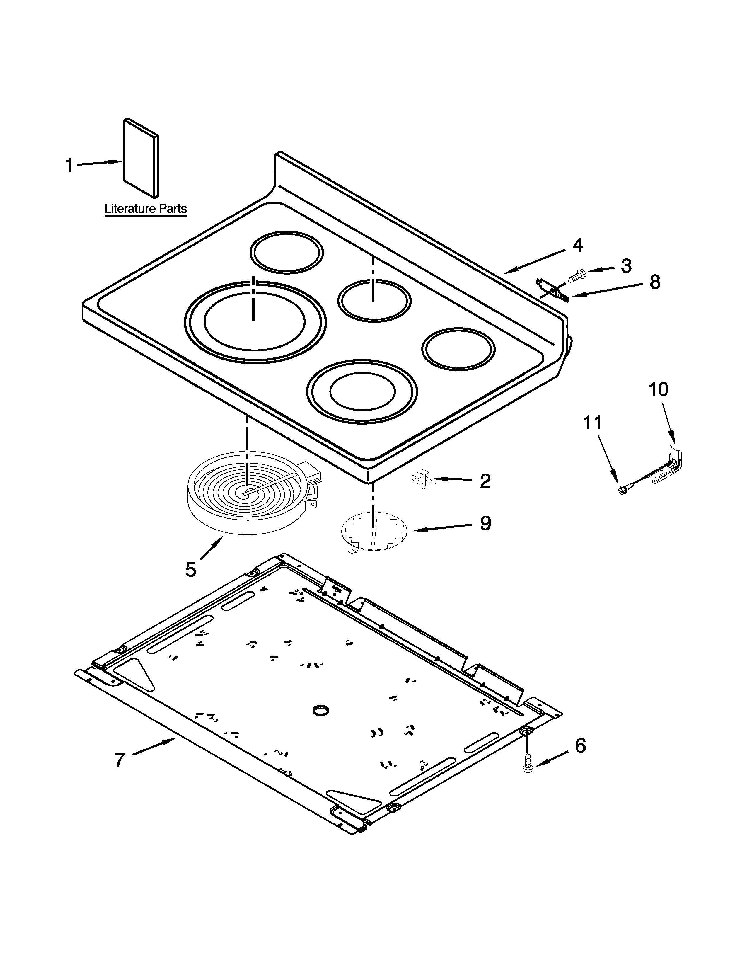 Whirlpool YWFE710H0AW0 cooktop parts diagram