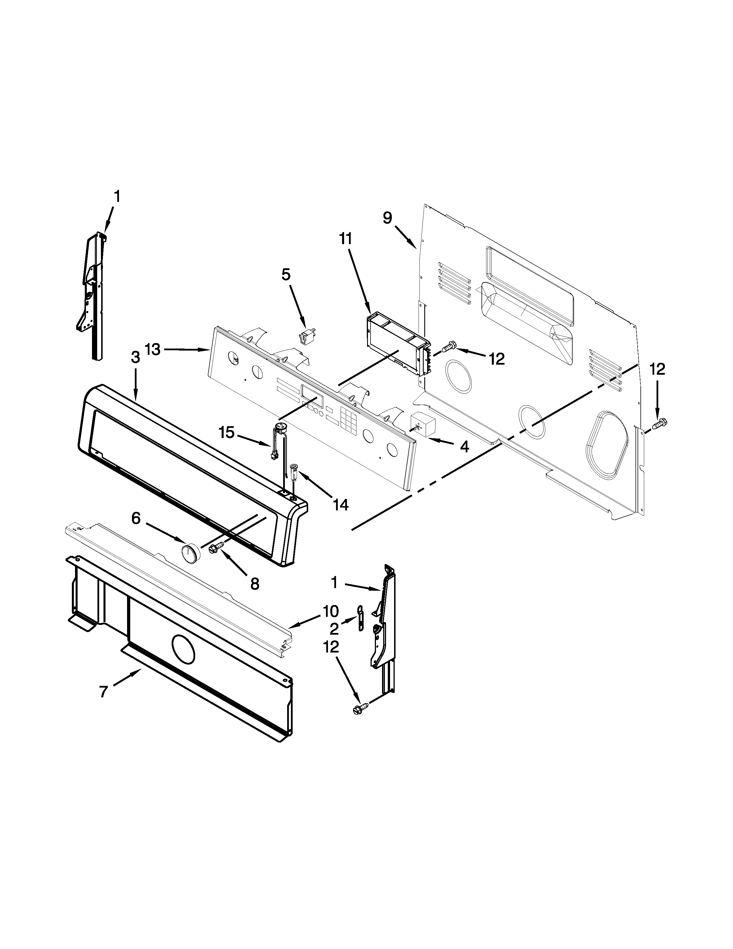 Whirlpool YWFE710H0AW0 control panel parts diagram