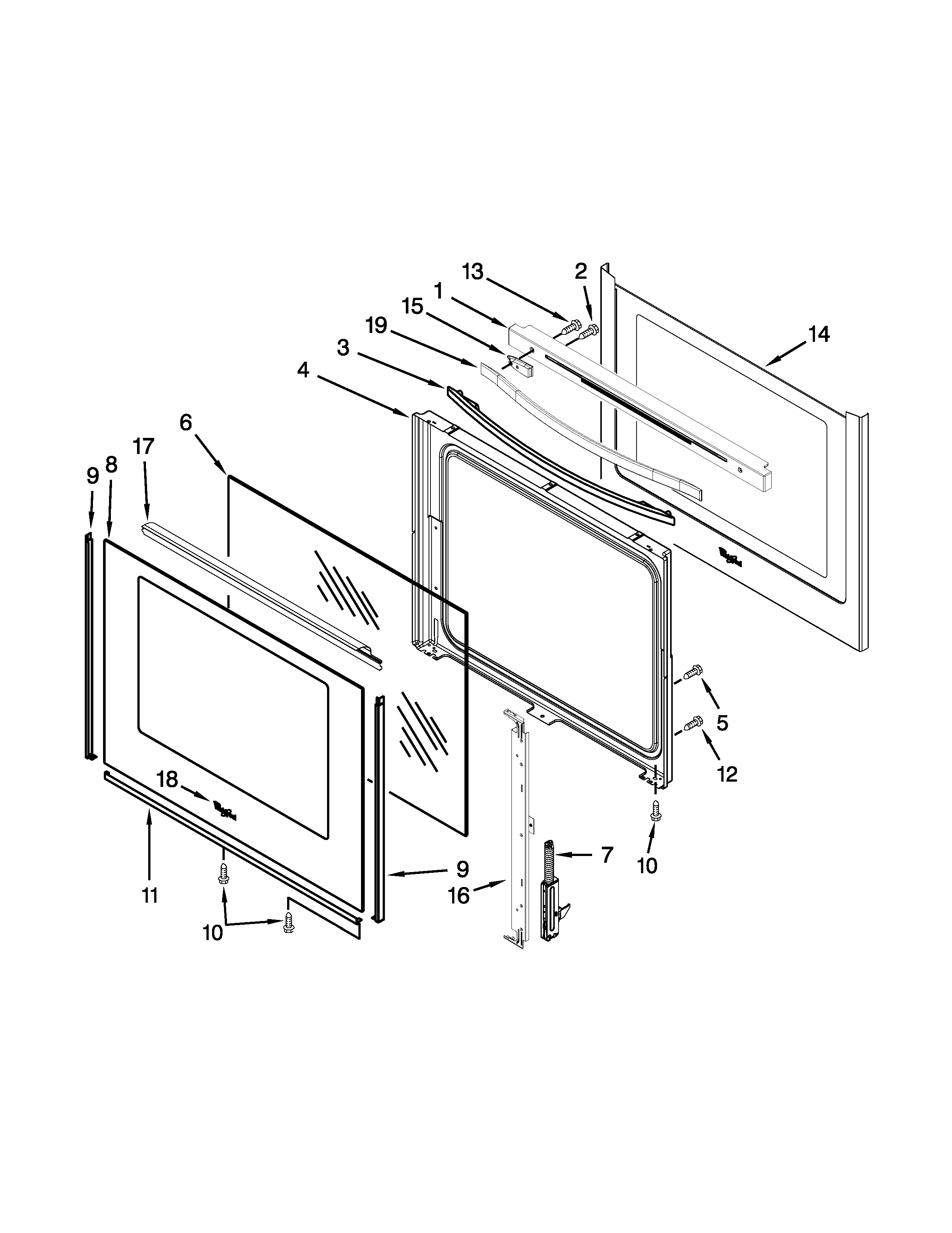 Whirlpool YWFE710H0AW0 door parts diagram