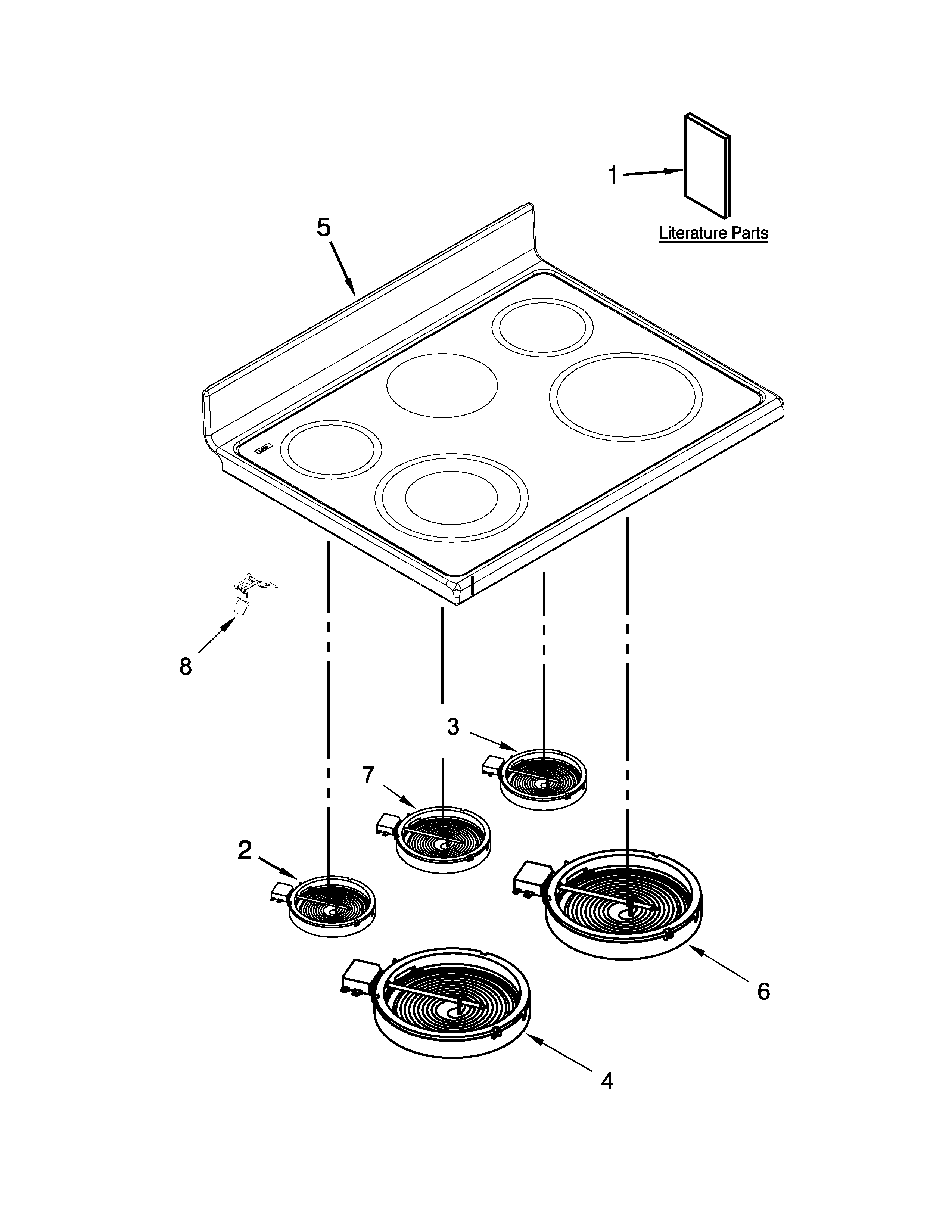 Whirlpool WGE555S0BW00 cooktop parts diagram