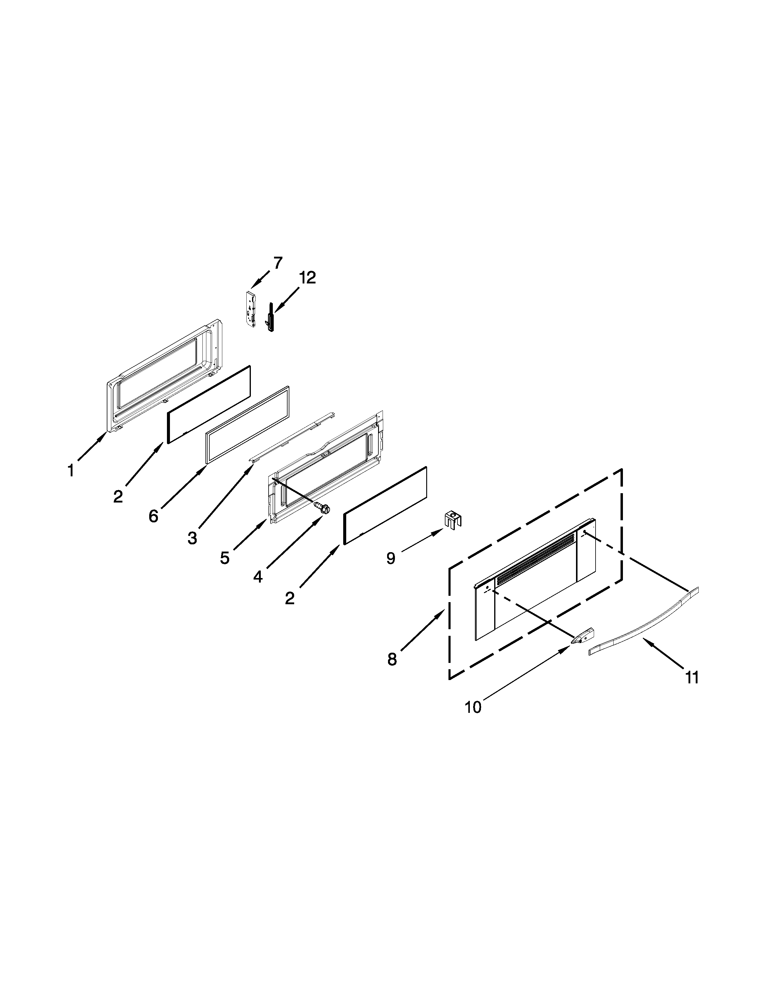Whirlpool WGE555S0BW00 upper door parts diagram