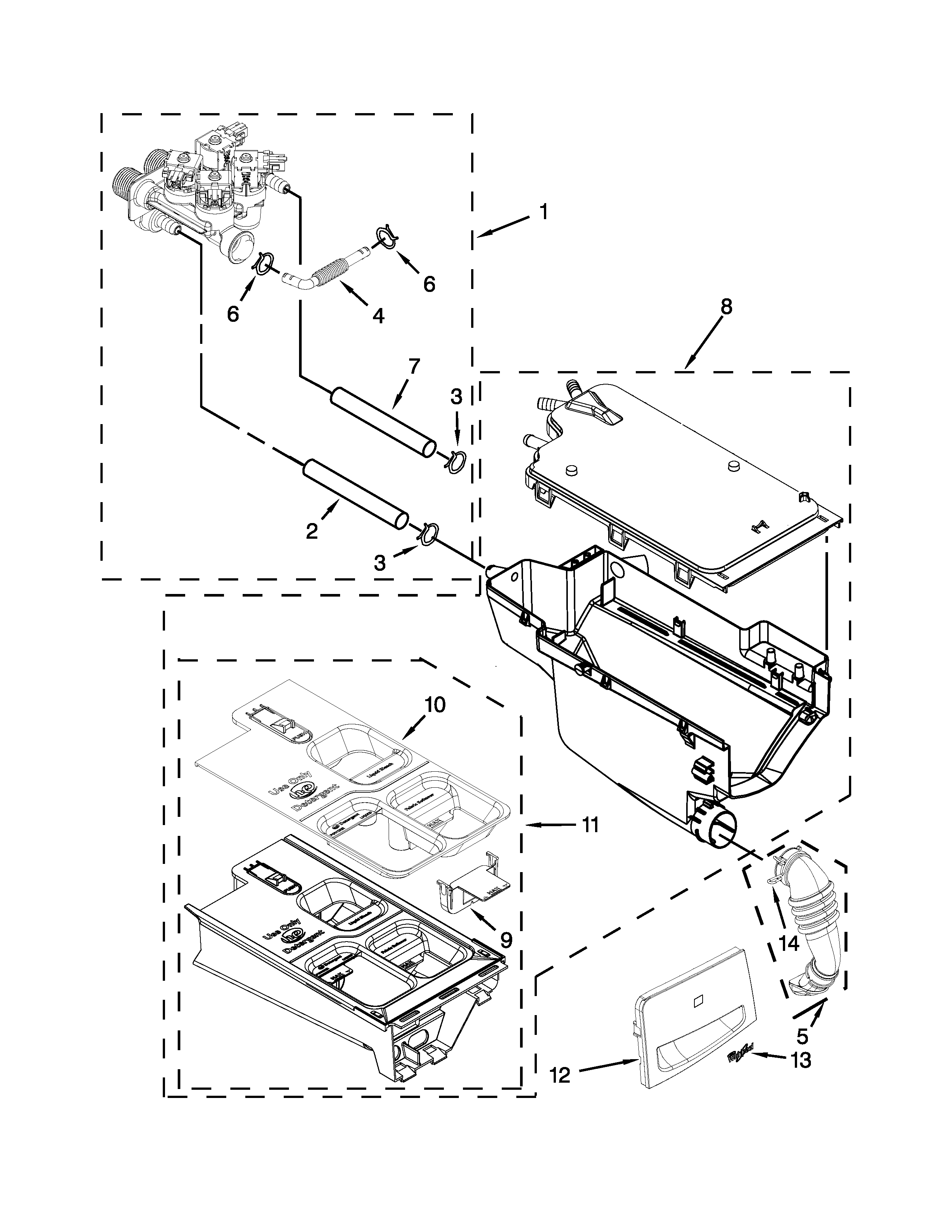 Whirlpool WFW88HEAW2 dispenser parts diagram