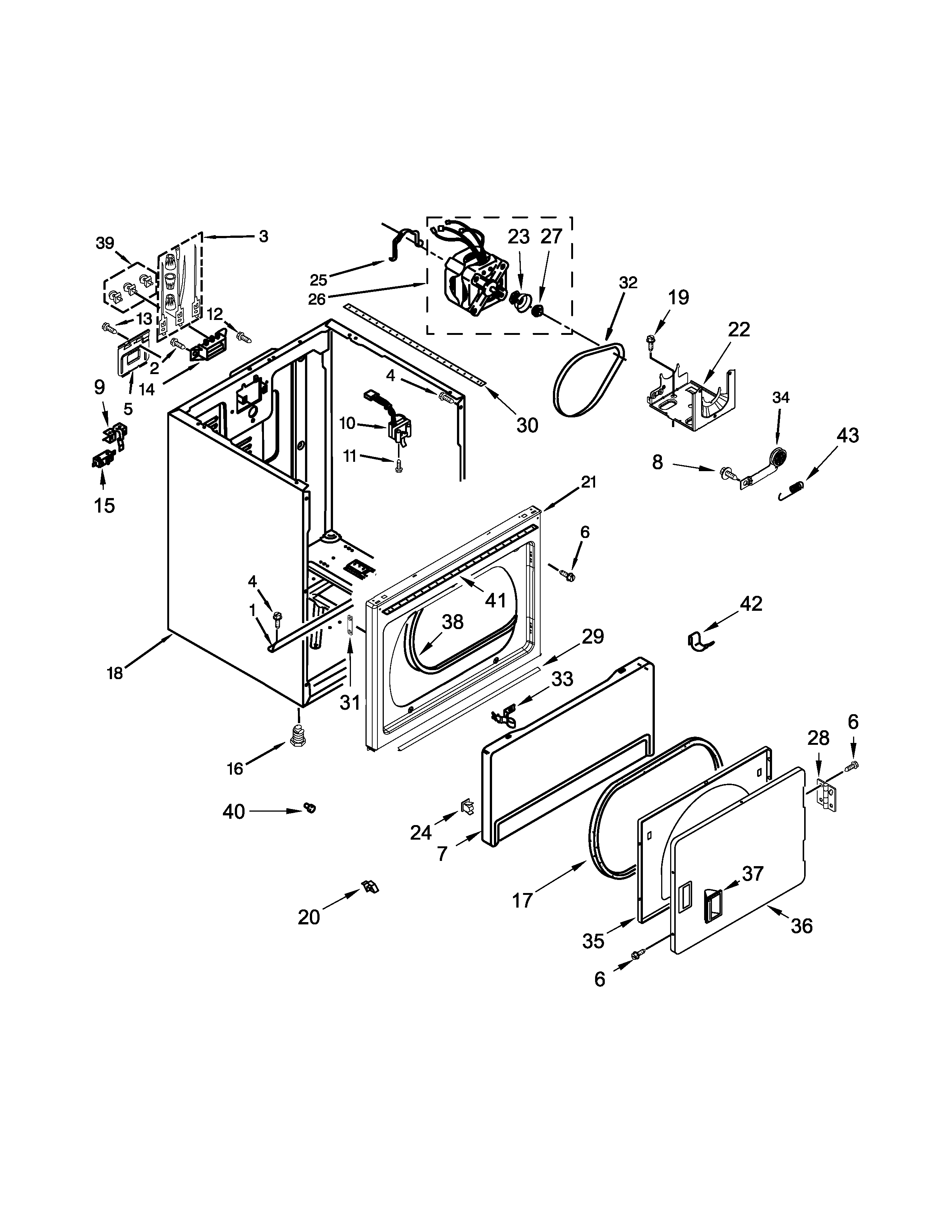 Whirlpool 4KWED4750BQ0 cabinet parts diagram