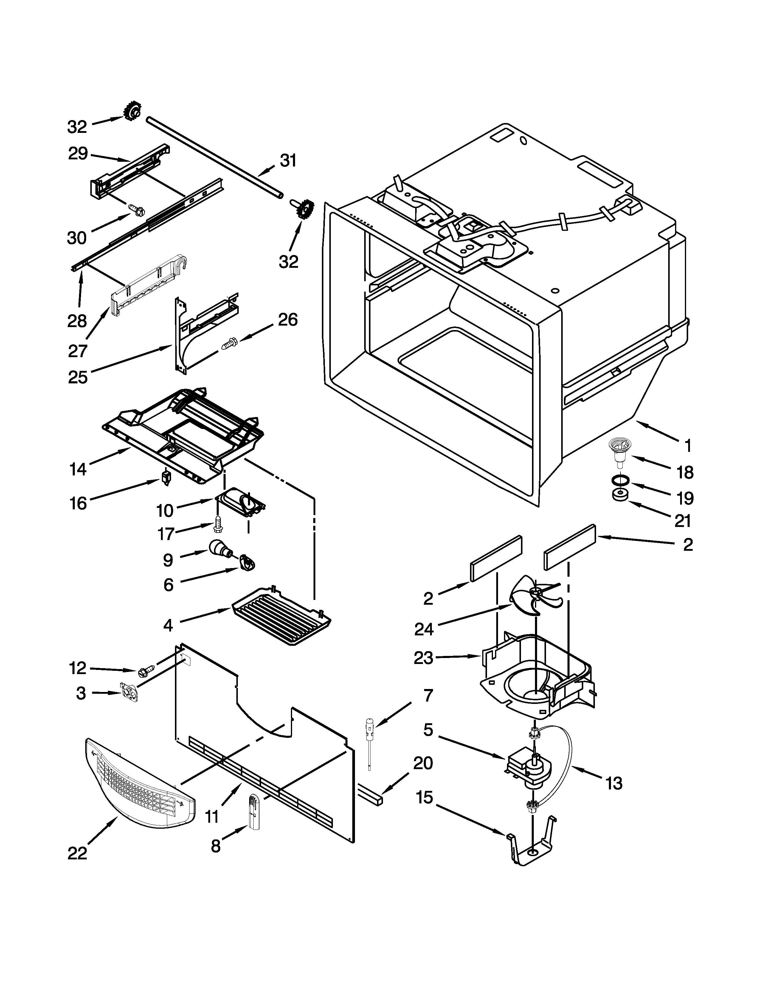 Jenn-Air JFD2589KES2 freezer liner parts diagram