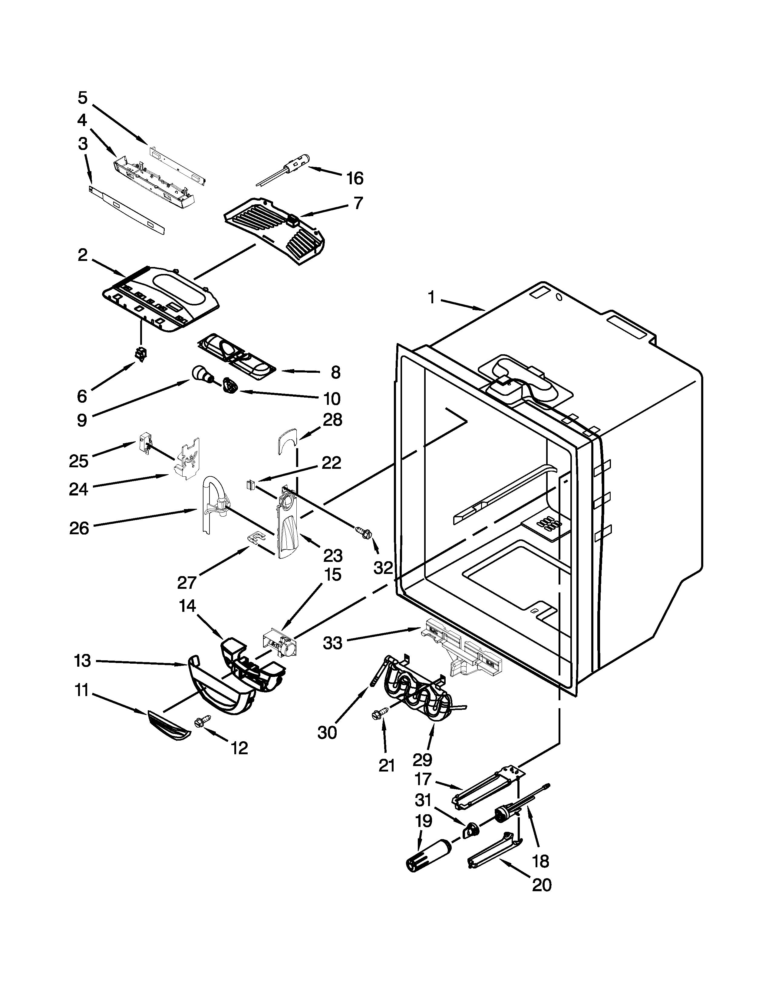 Jenn-Air JFD2589KES2 refrigerator liner parts diagram