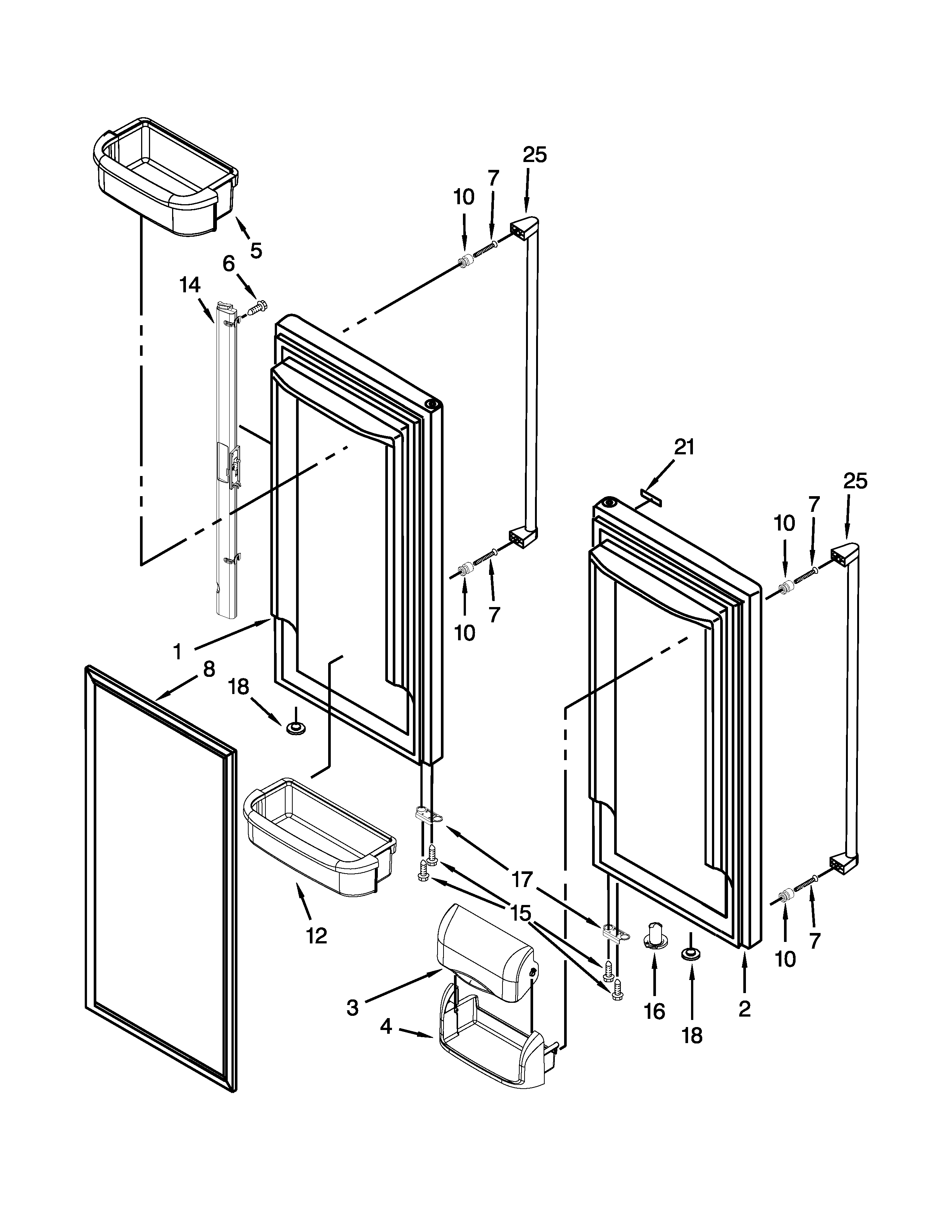 Jenn-Air JFD2589KES2 refrigerator door parts diagram