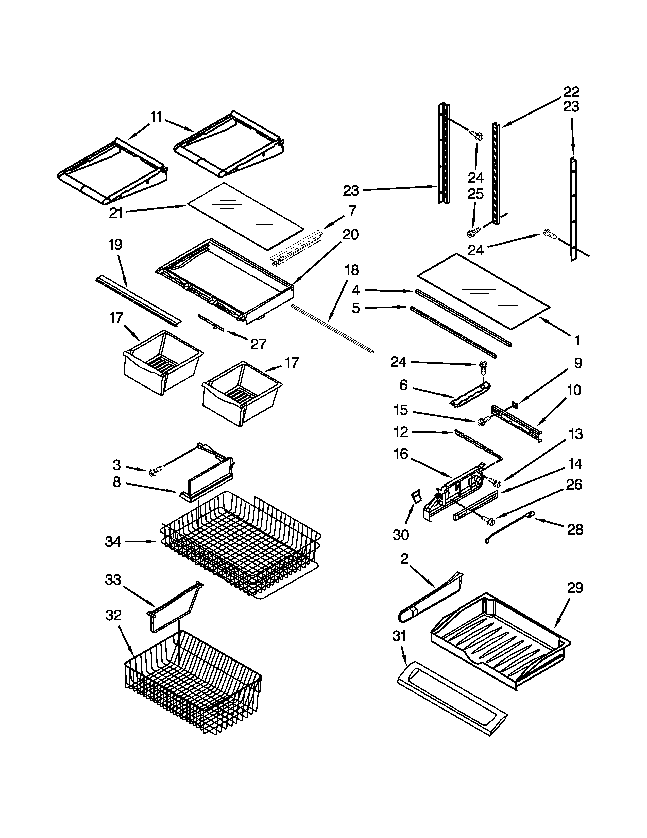 Jenn-Air JFD2589KES2 shelf parts diagram
