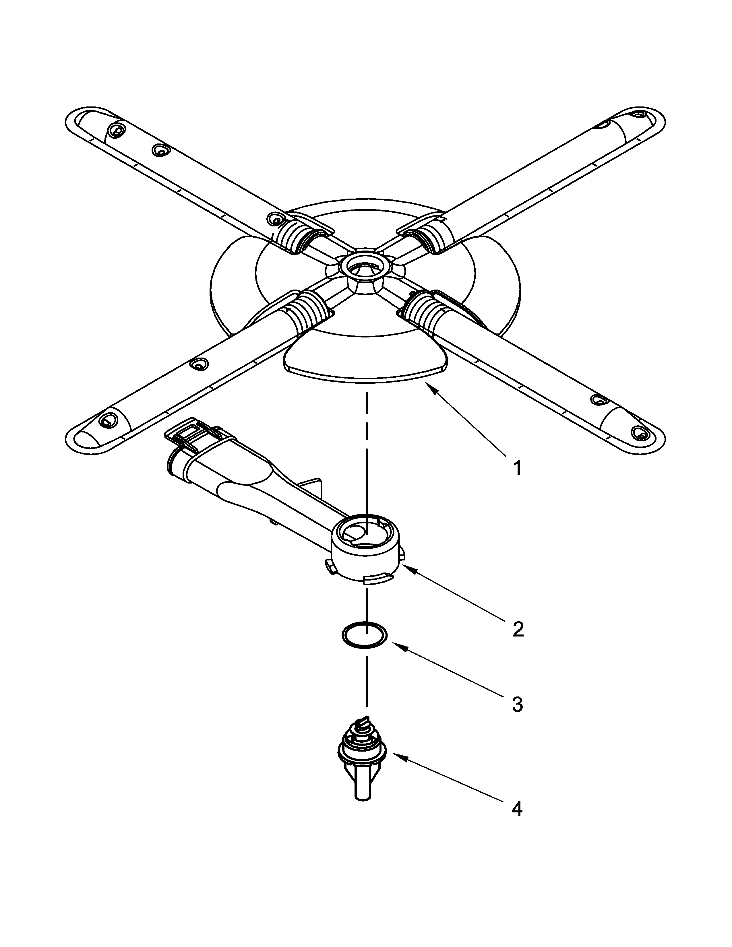 KitchenAid KUDS30SXWH4 lower washarm parts diagram