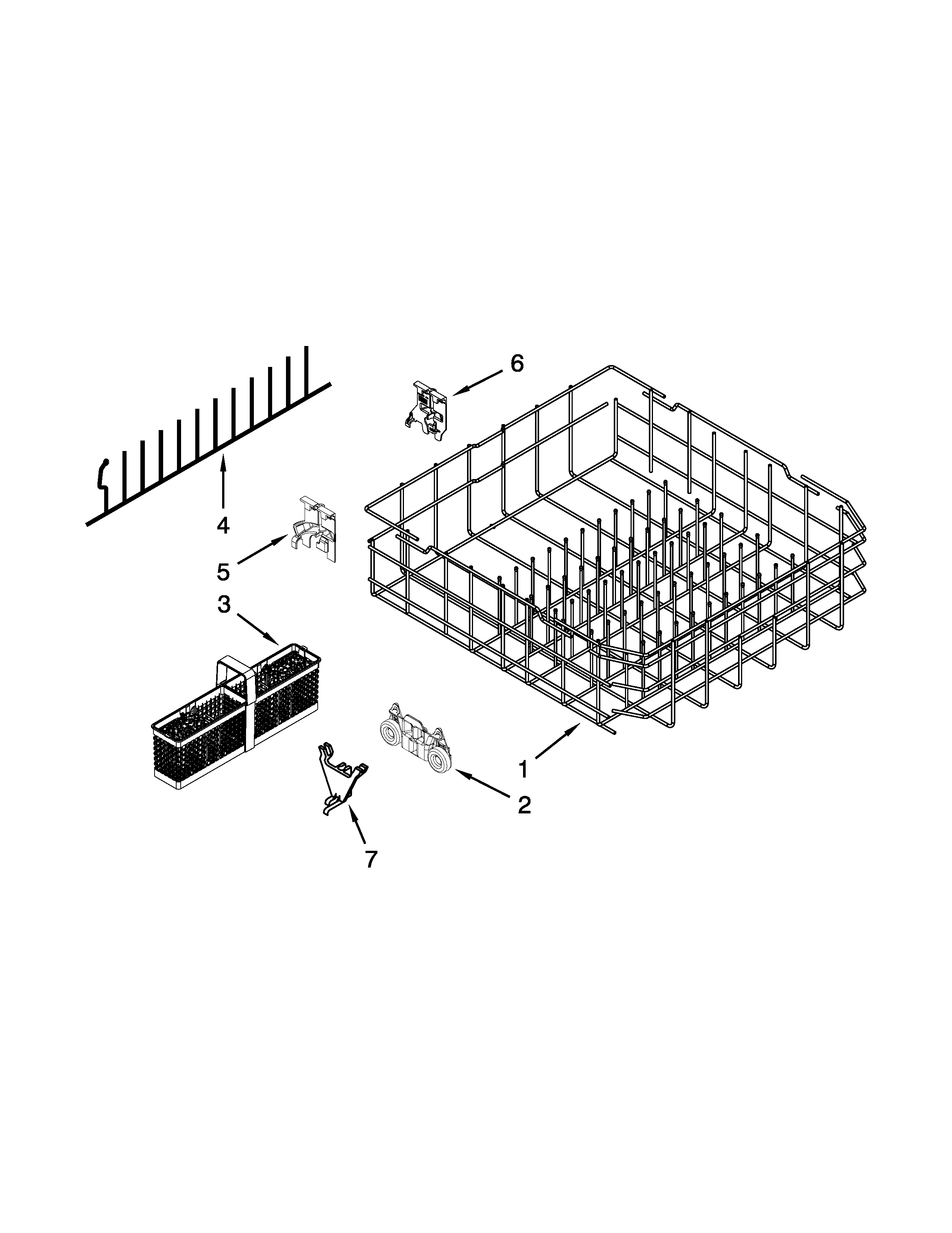KitchenAid KUDS30SXWH8 lower rack parts diagram