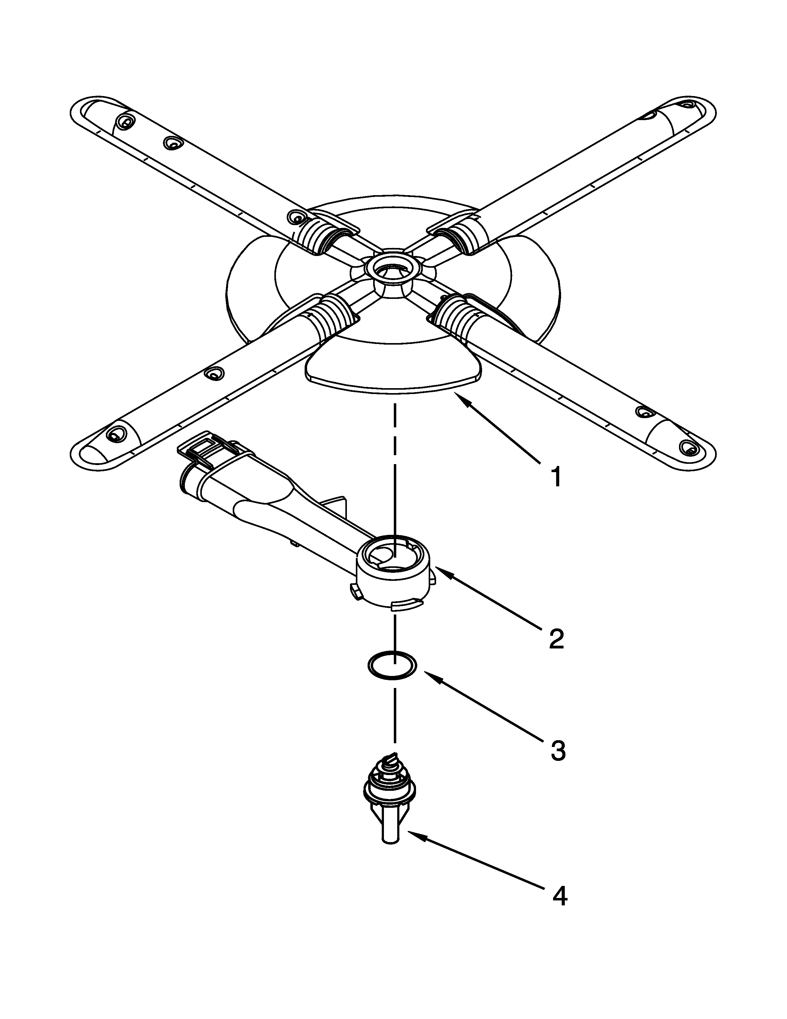 KitchenAid KUDS30SXWH8 lower washarm parts diagram