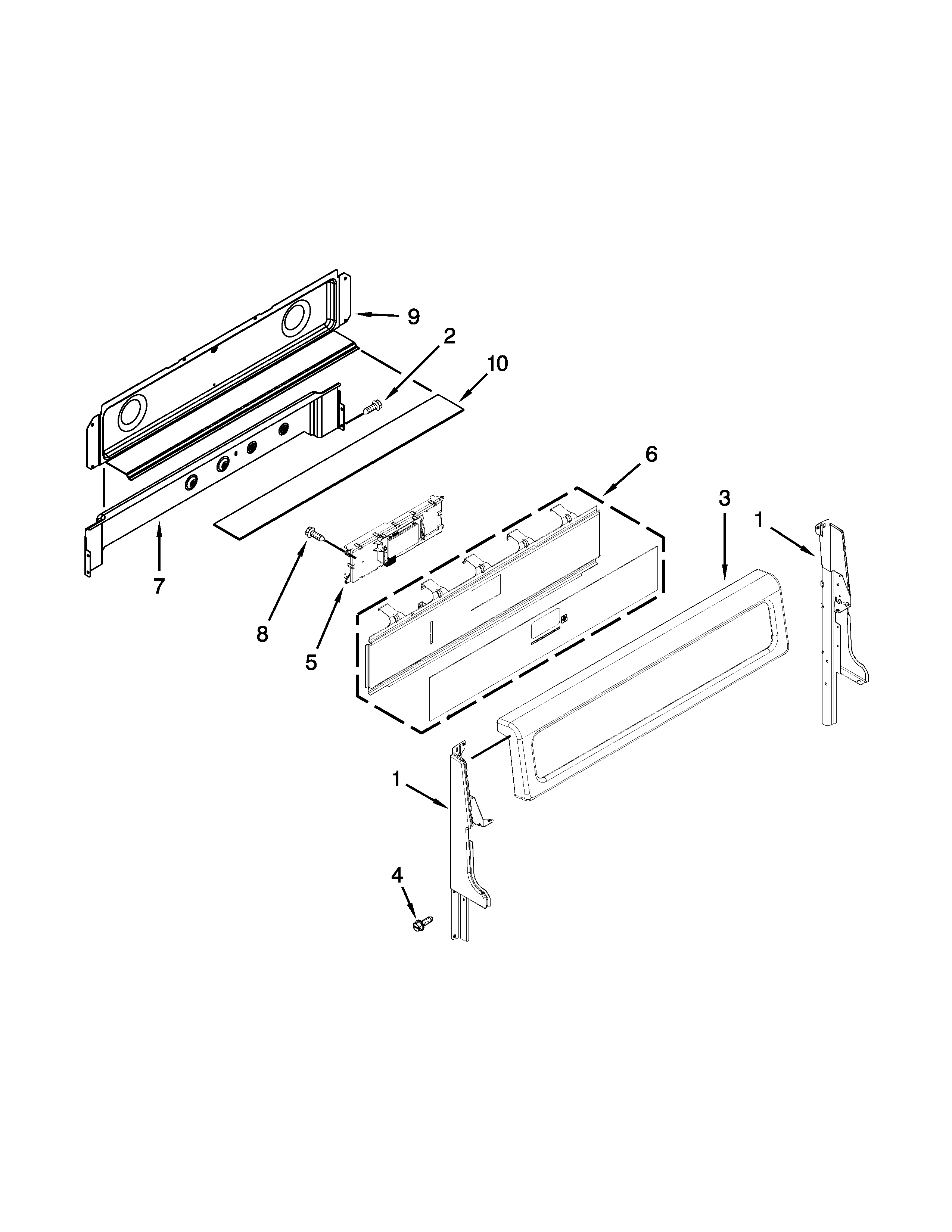 Whirlpool WGG755S0BS00 control panel parts diagram