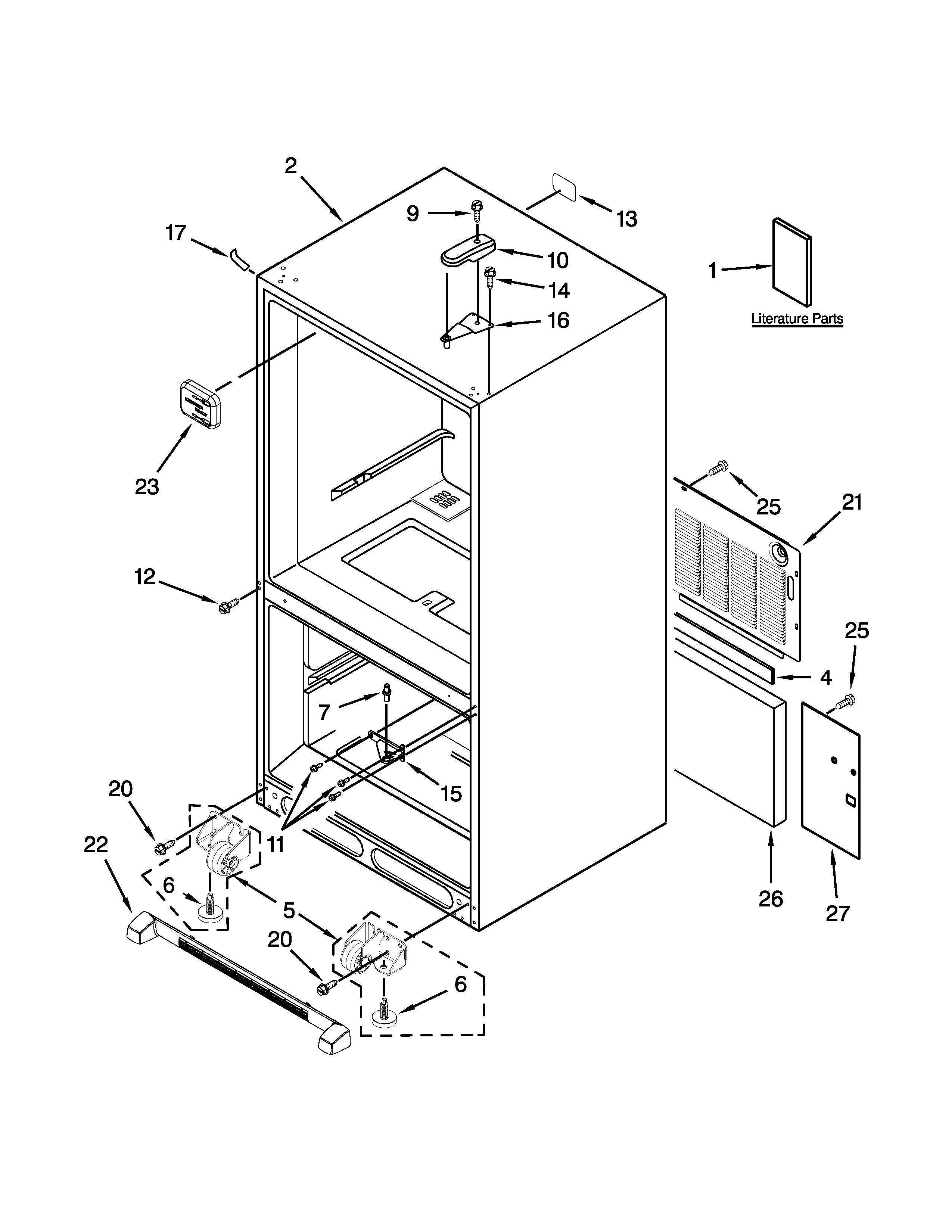 KitchenAid KBRS22KCMS00 cabinet parts diagram